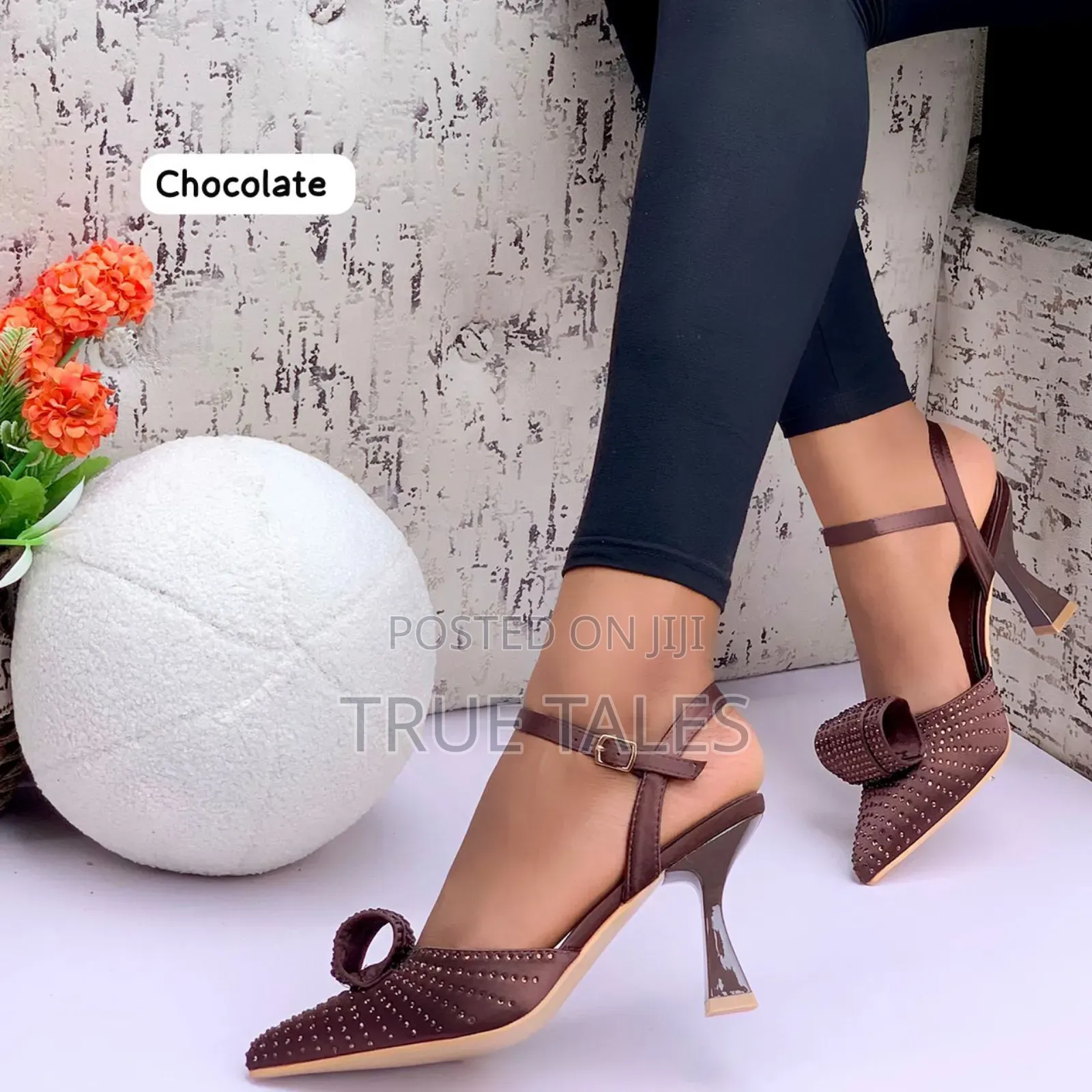 Rhinestone Spool Heelsandal With Bow. #Buk. Sizes 37-42