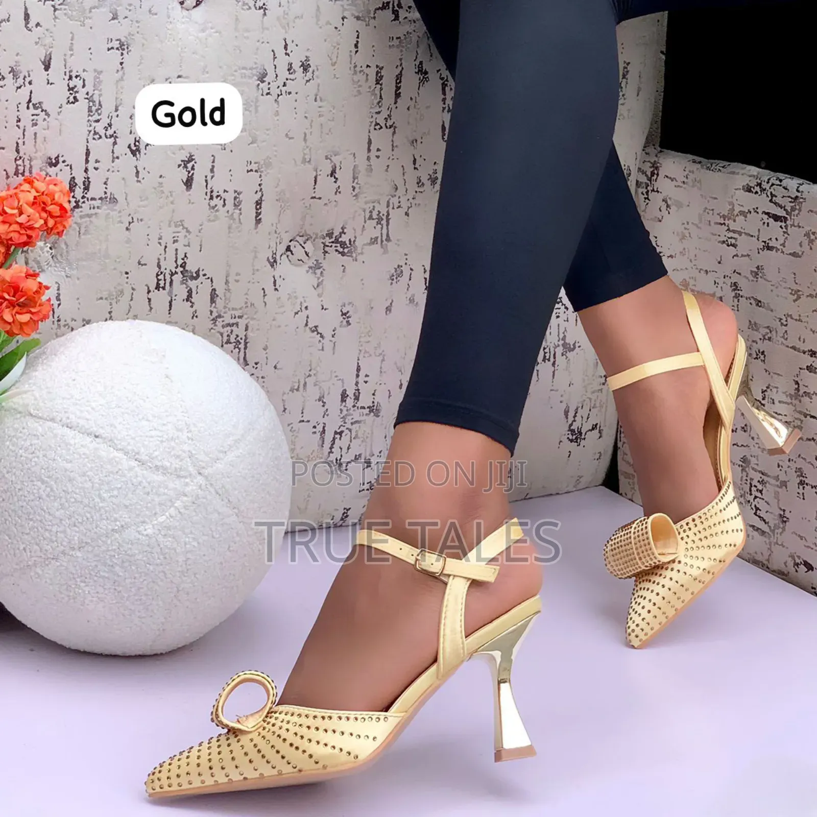 Rhinestone Spool Heelsandal With Bow. #Buk. Sizes 37-42
