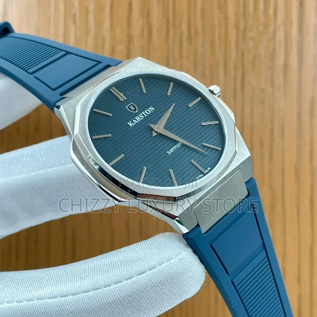 Karston Quality Luxury Men Automatic Engine Rubber Strap Wristwatch