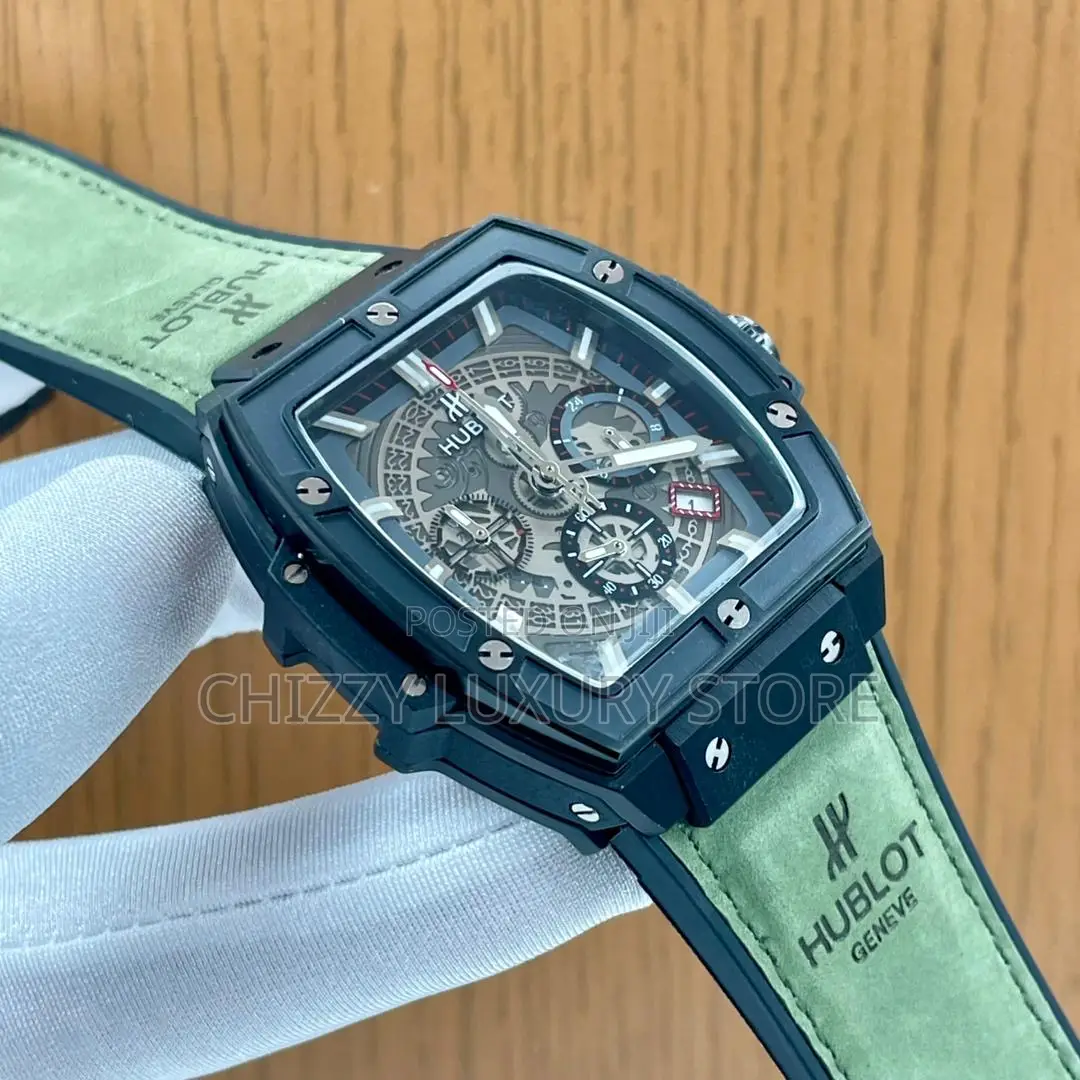 Hublot Quality Luxury Men Genuine Leather Automatic Engine Wristwatch