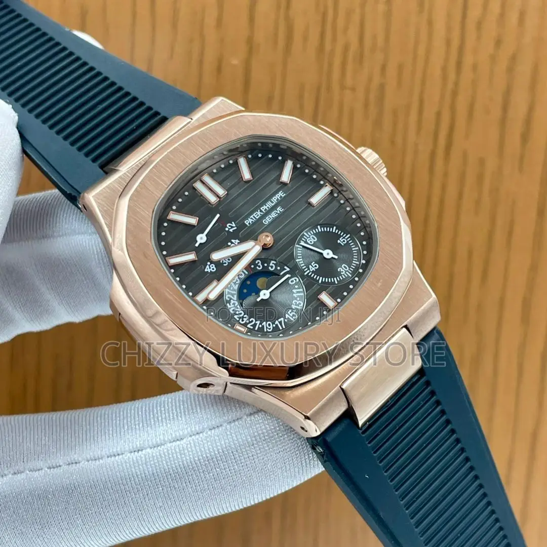 Patek Philippe Quality Luxury Automatic Engine Rubber Strap Wristwatch