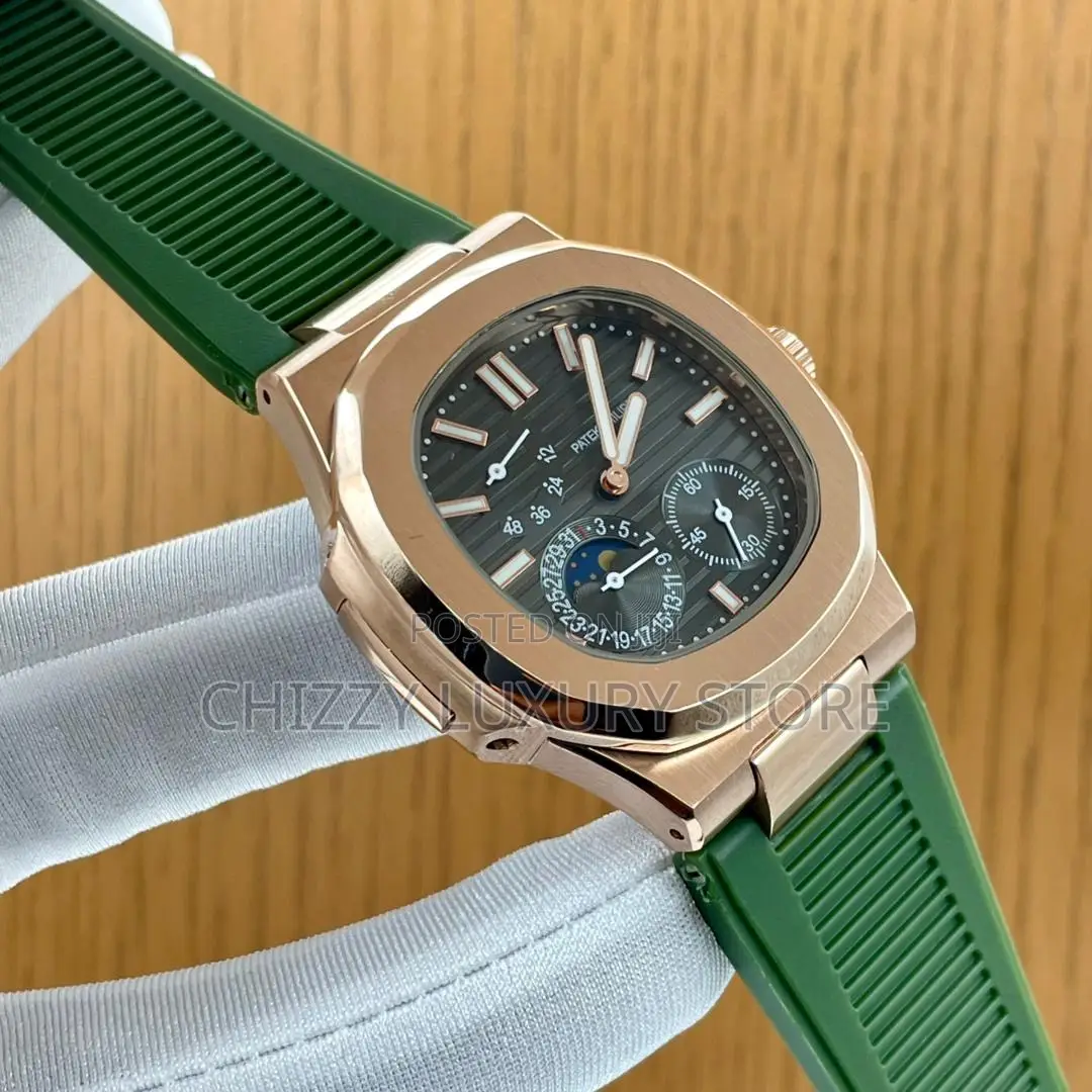 Patek Philippe Quality Luxury Automatic Engine Rubber Strap Wristwatch