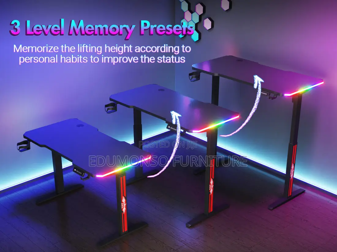 Electric Standing Gaming Desk RGB Led 140cm