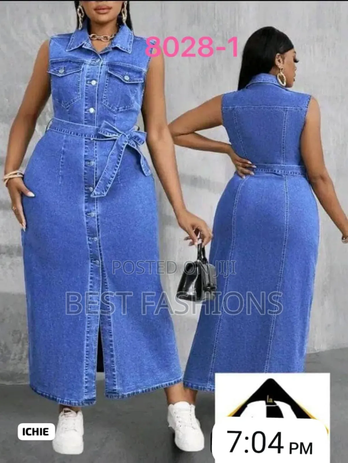 Sleeveless Demin Long Gown