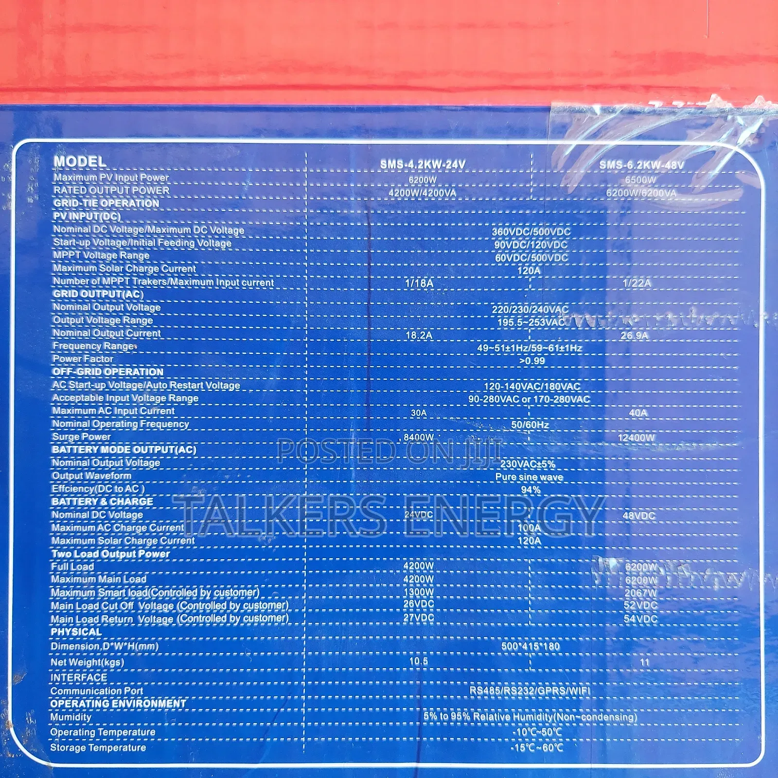 Hybrid Inverter 4.2kva 24v Suitable for Tubular, Lithium, Agm