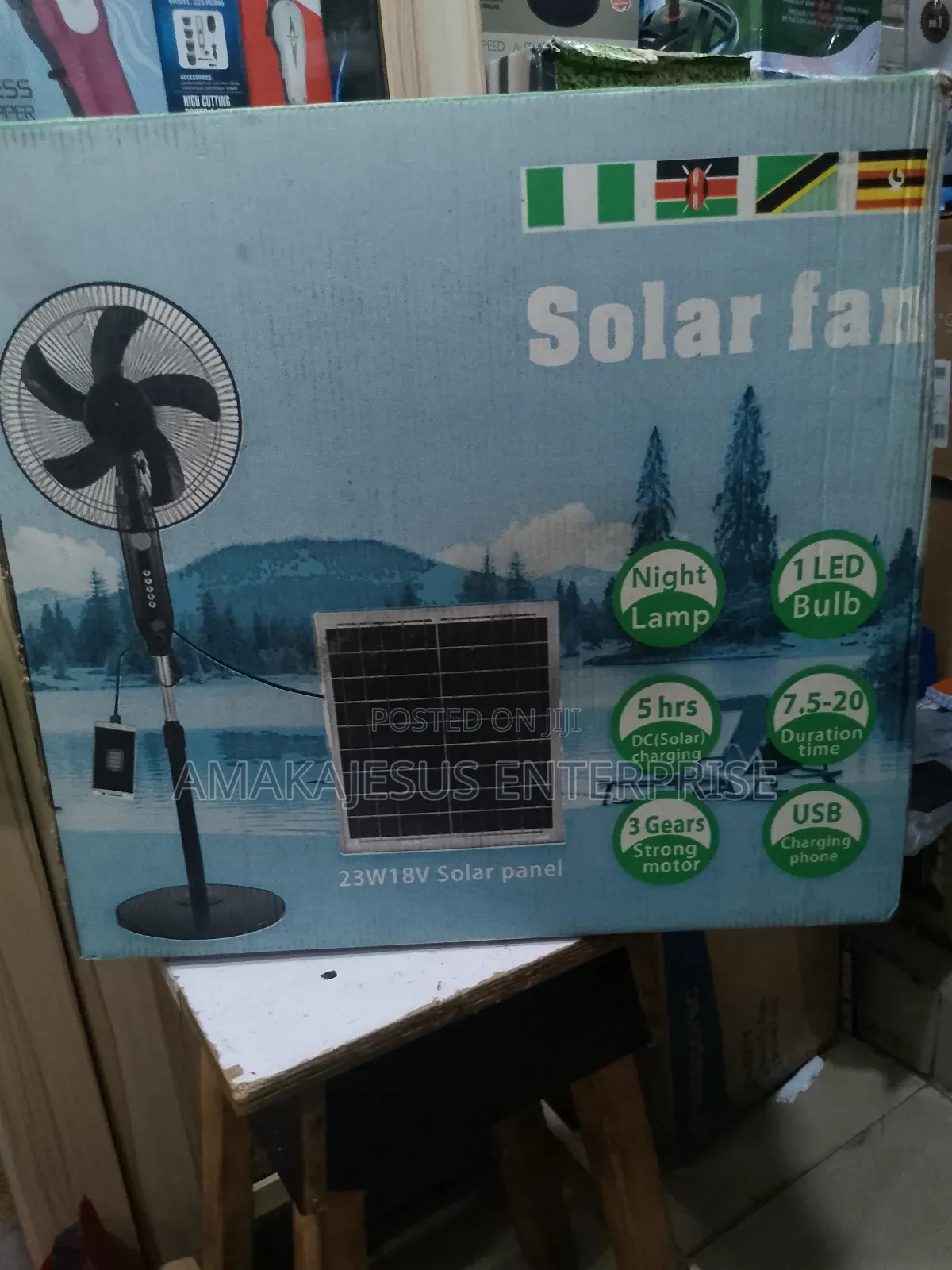 Solar and Rechargeable Standing Fan