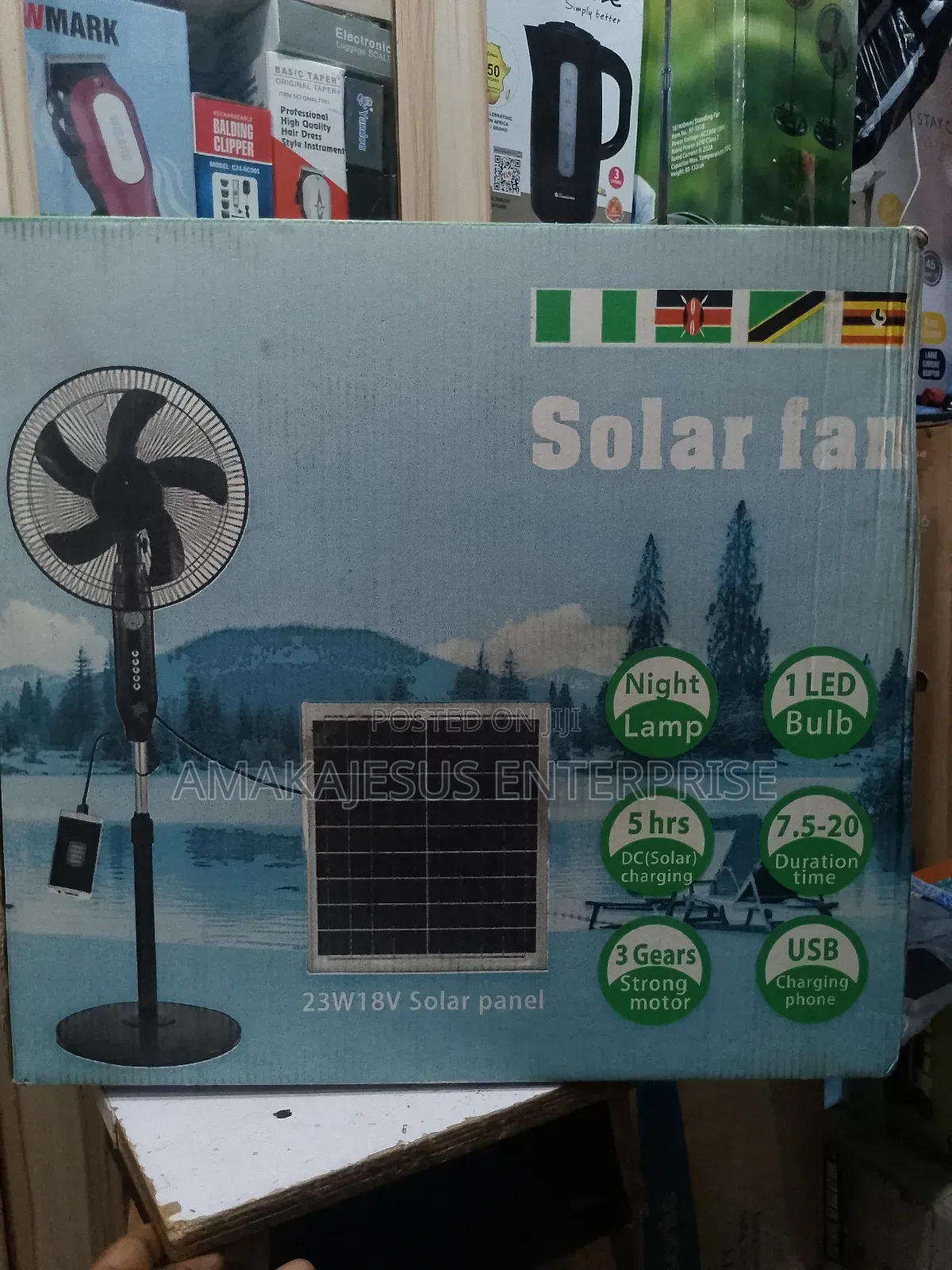 Solar and Rechargeable Standing Fan