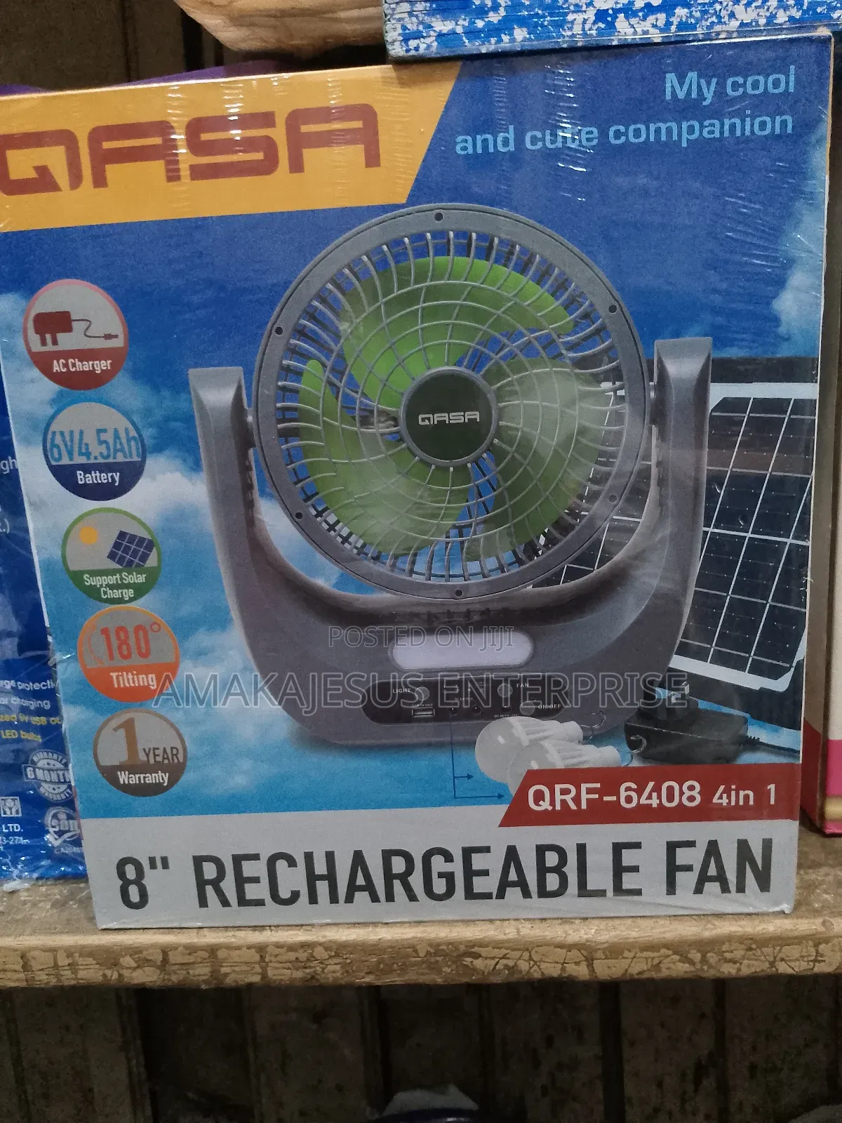 Qasa 8” Solar Rechargeable With Panel+Bulbs