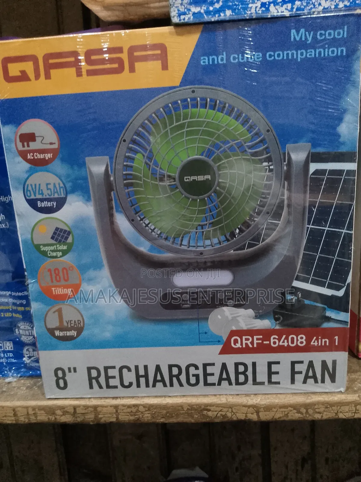 Qasa 8” Solar Rechargeable With Panel+Bulbs