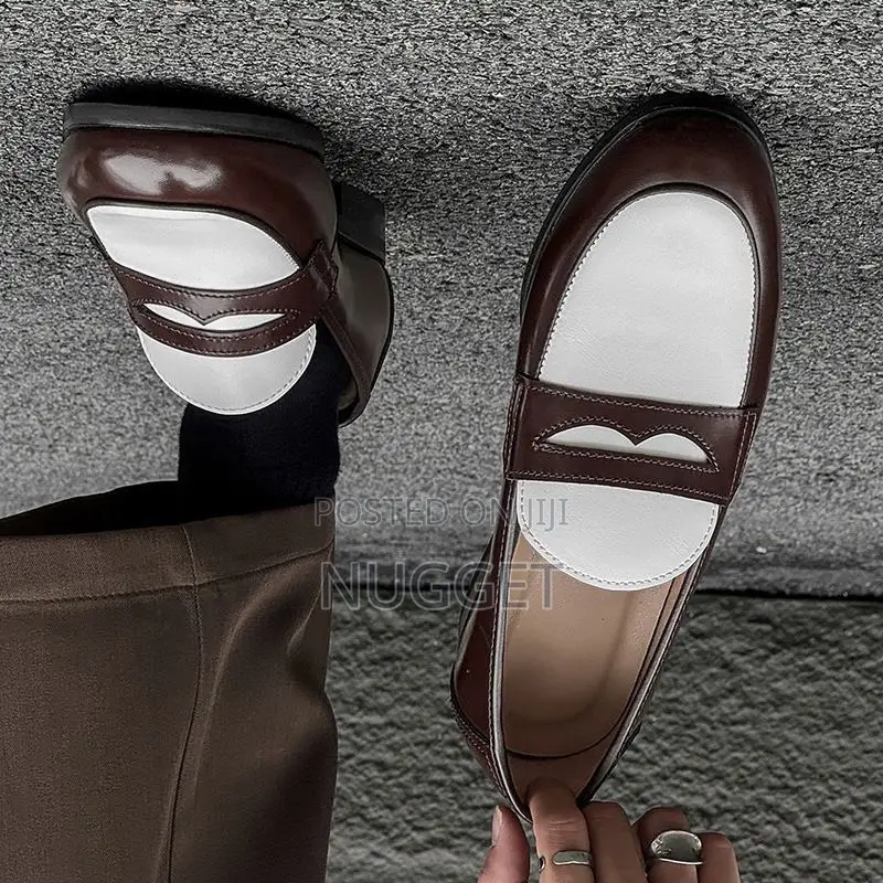 Brown and White Leather Loafers Great Quality