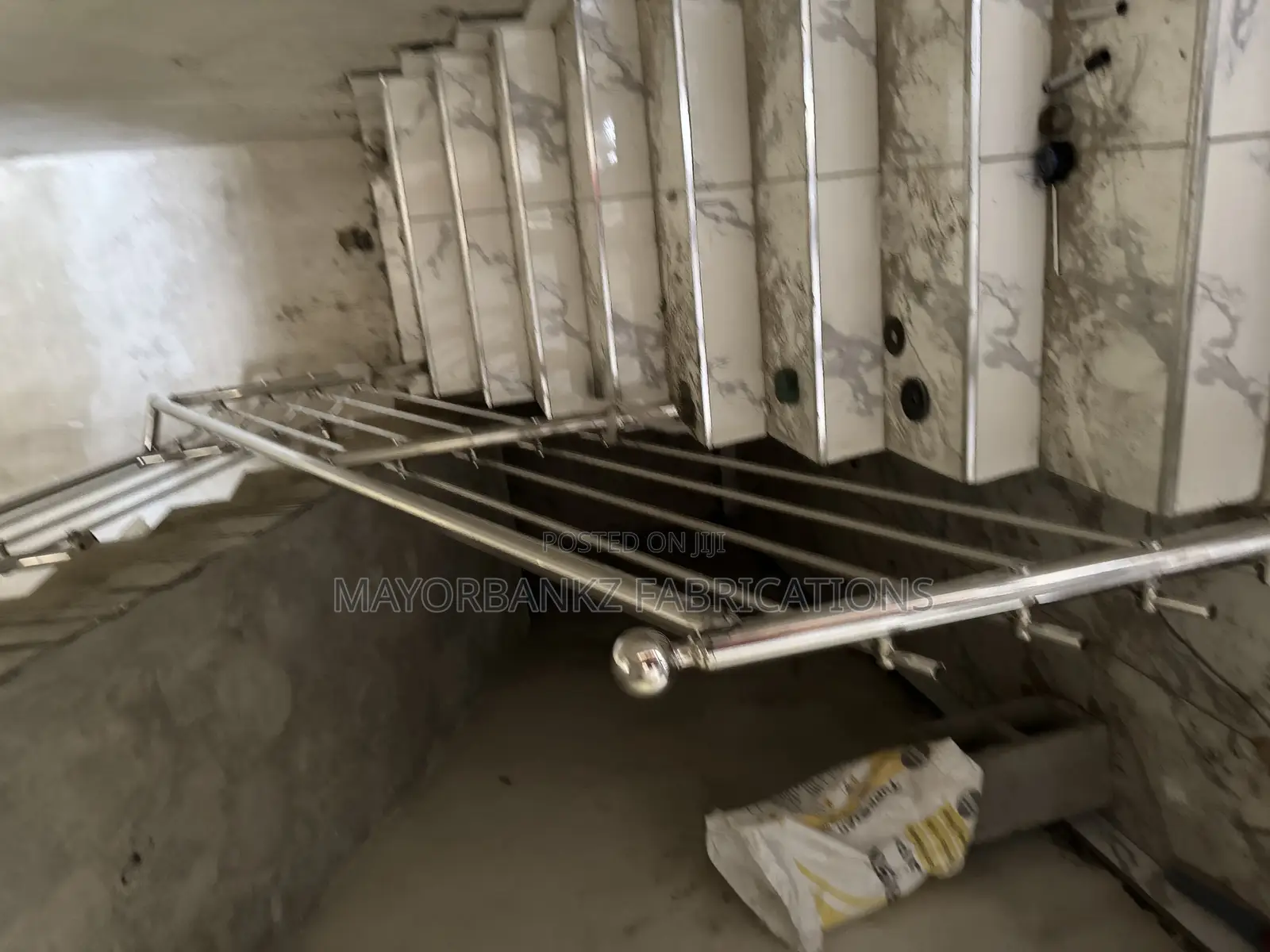 Silver Stainless Handrails With Horizontal Bracing