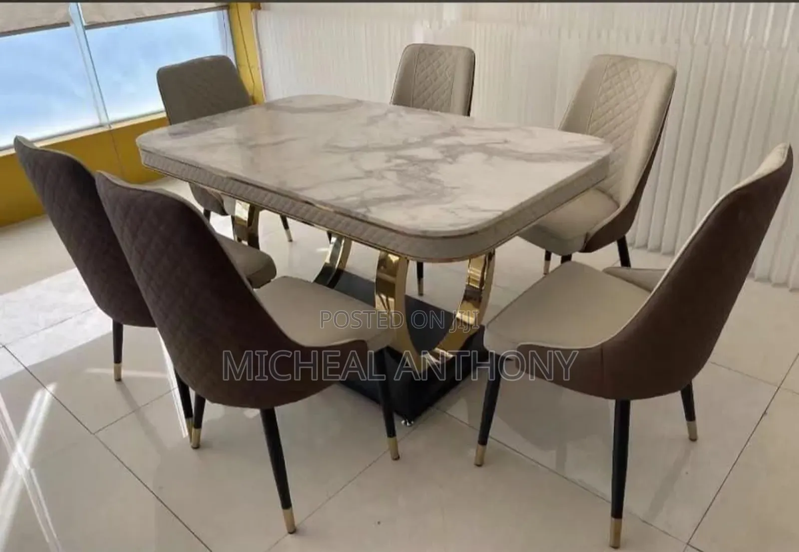 Ring Leg Dining Table by Six Marble Top Very Unique and Affordable