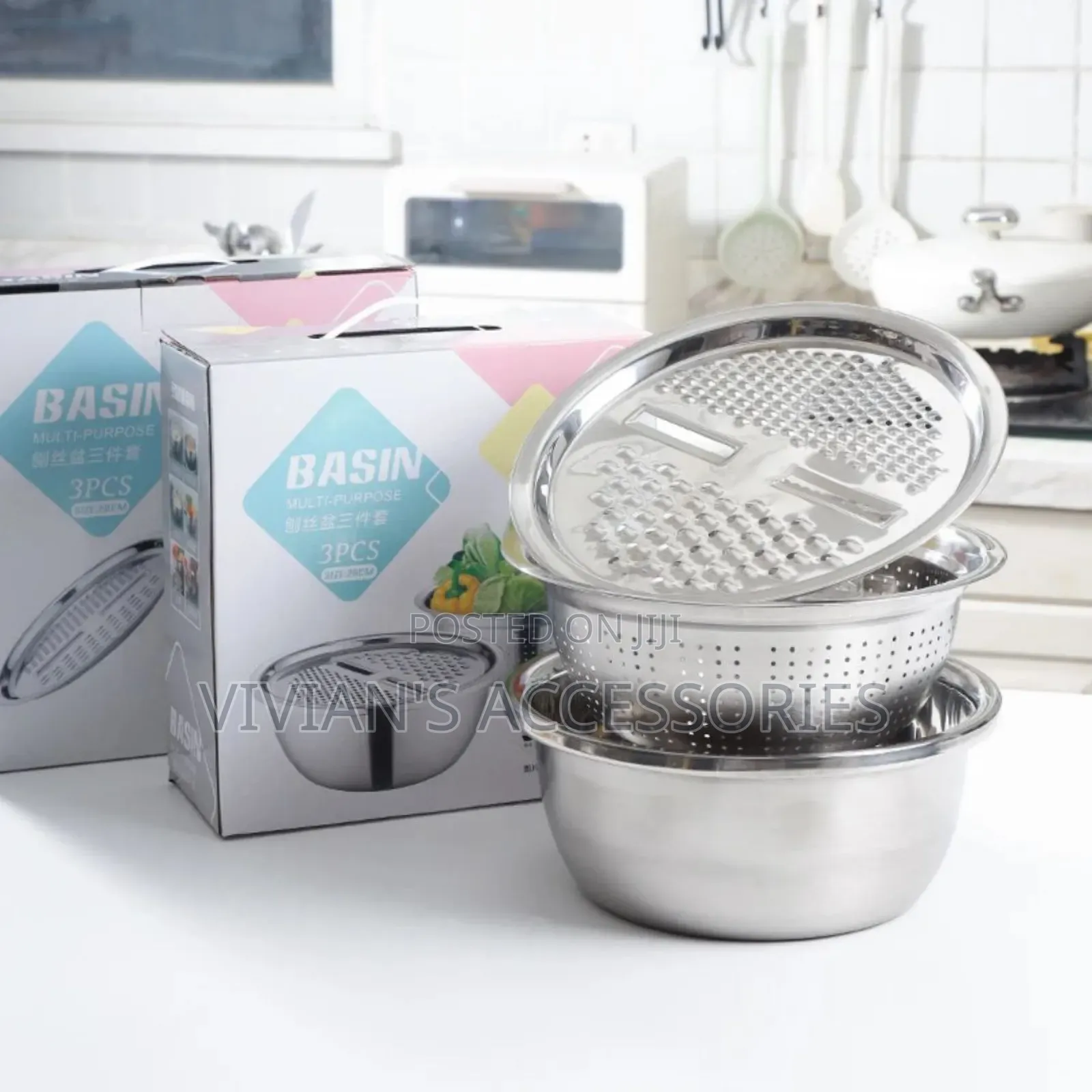3 in 1 Basin(Washing Bowl,Drainer,Salad Grater)