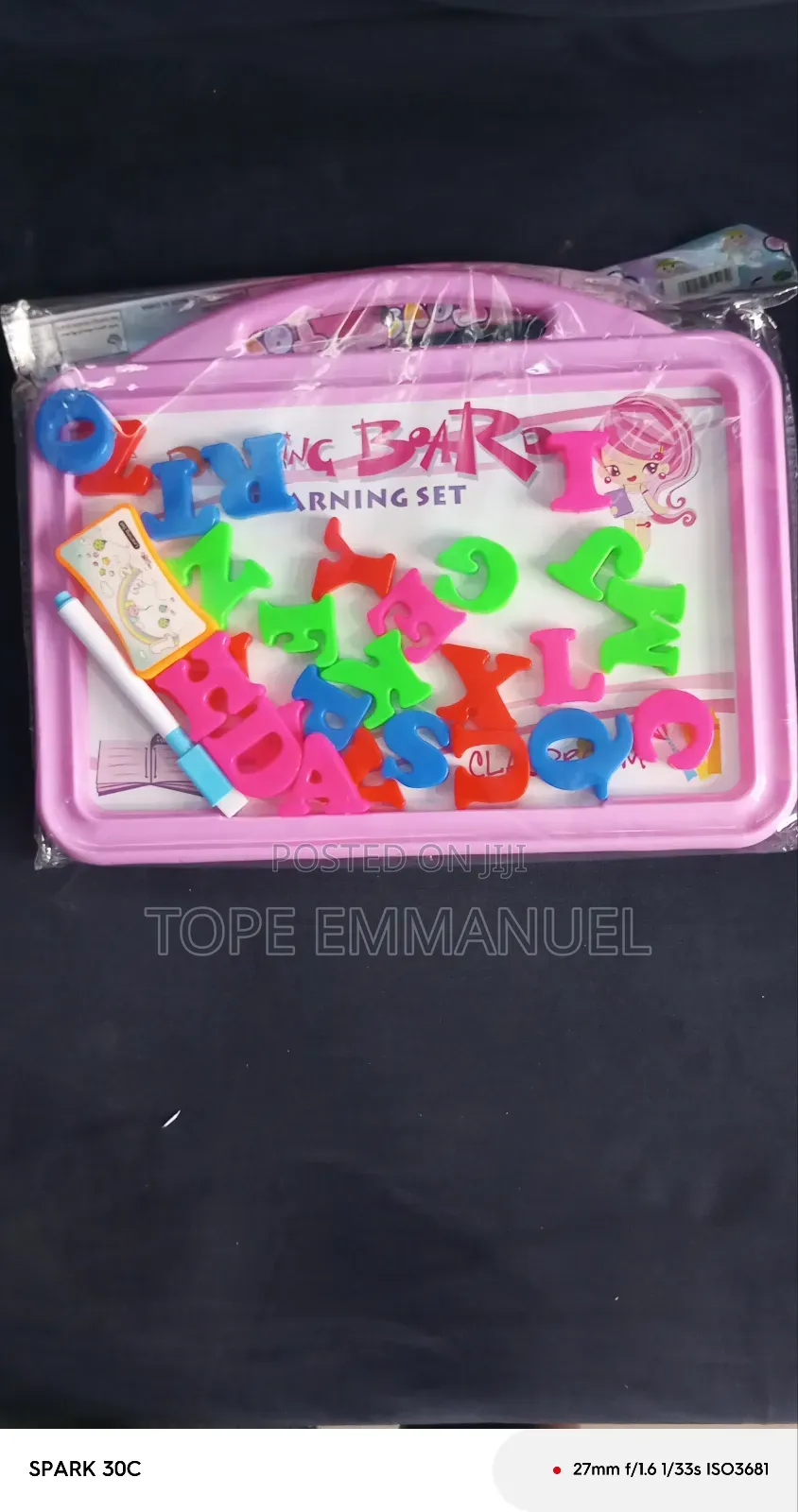 Writing Board With Magnetic Alphabets, Pen and Eraser