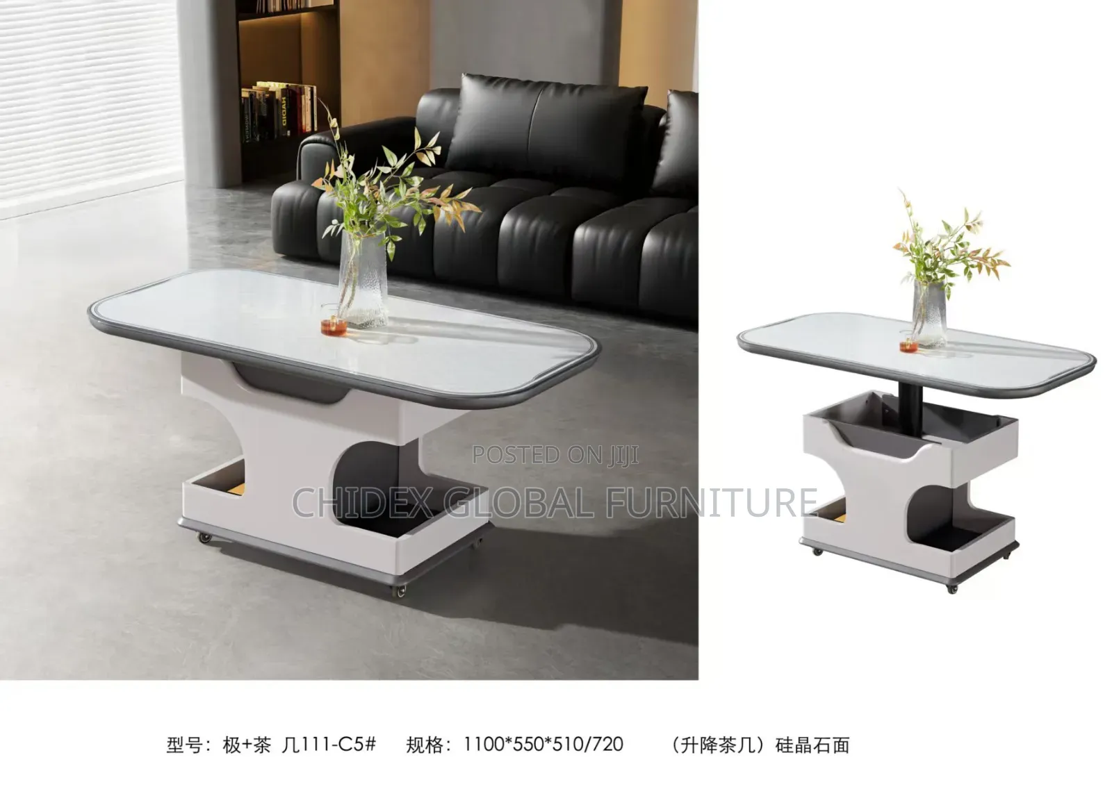 Adjustable Center Table With Marble Top
