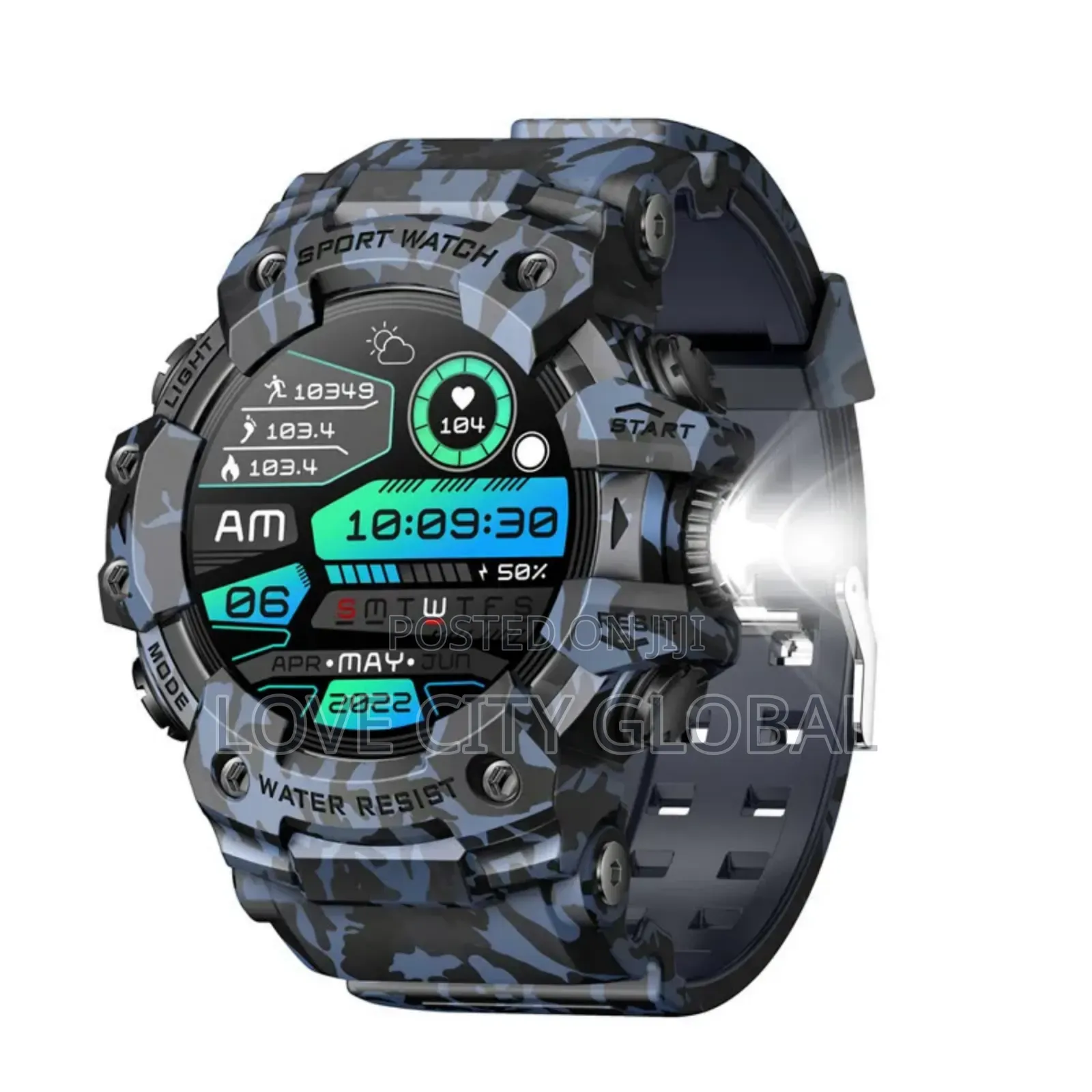 Lc21 Round Touchscreen Smart Watch Flashlight Bt Call Waterproof Sport