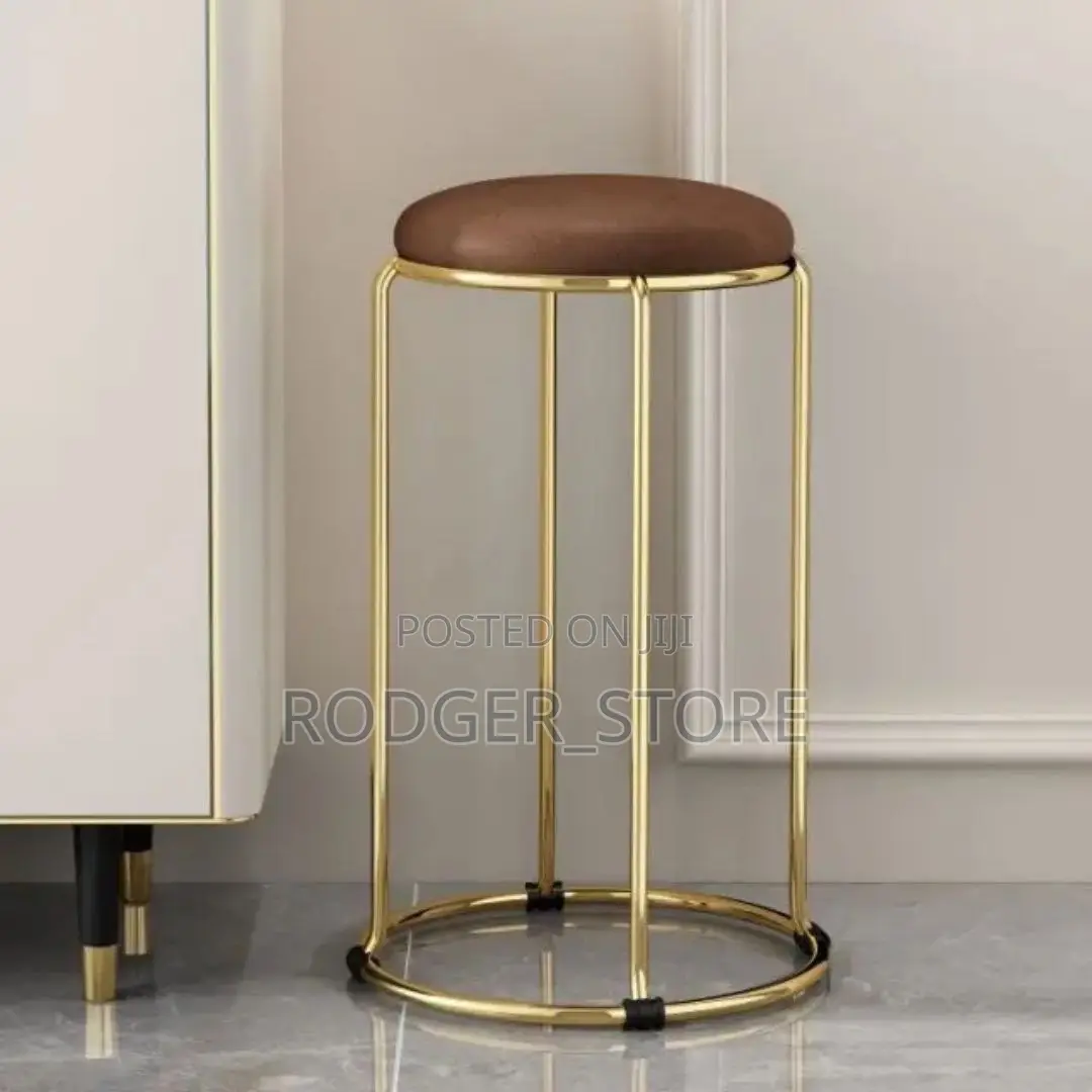 Luxury Gold Round Metal Morden Stackable Dinning Stool Chair