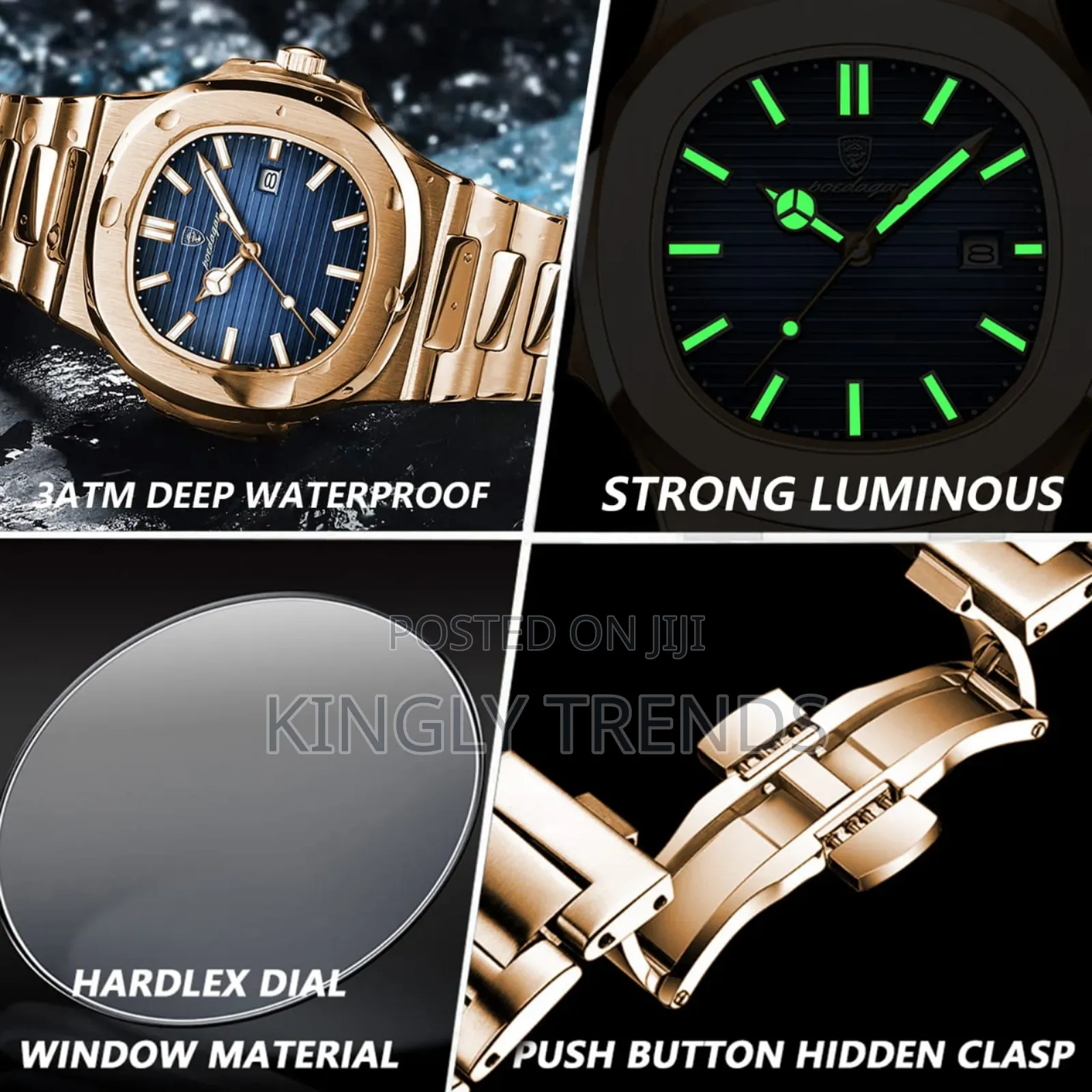 Poedagar Quality Stainless Wristwatch for Men