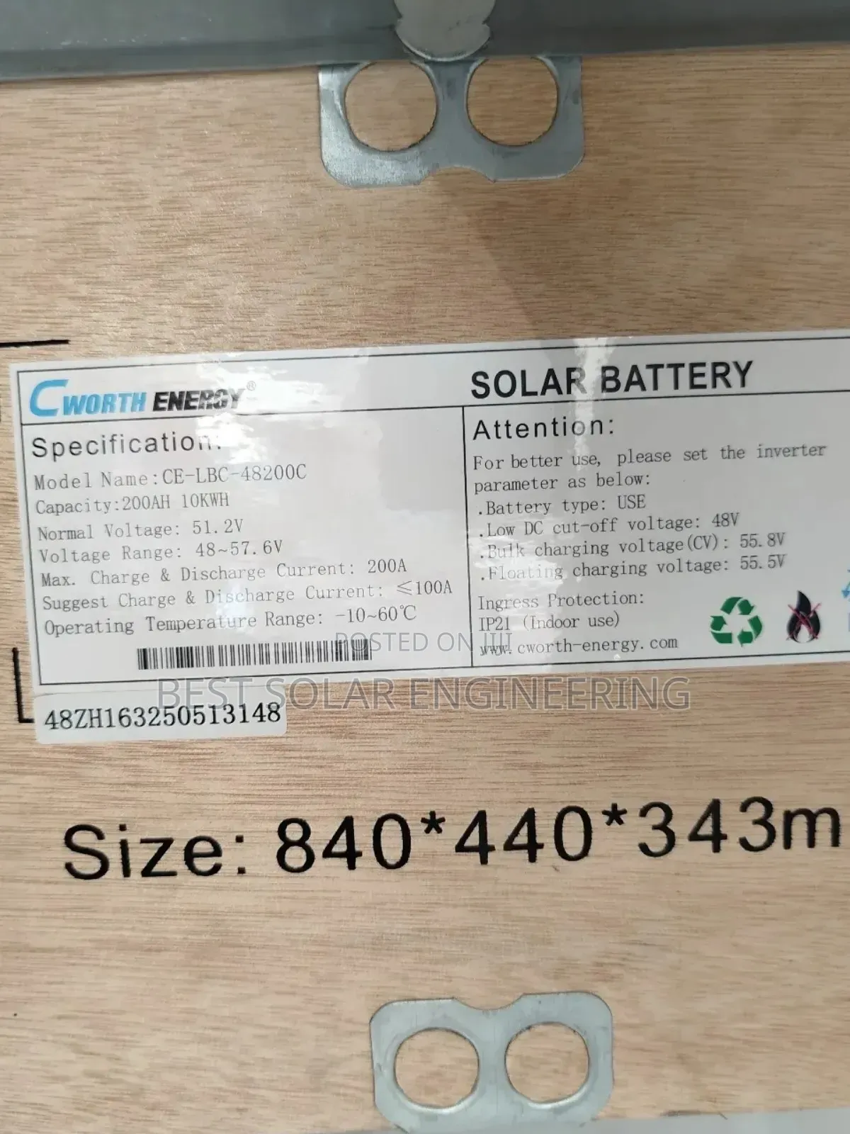 10kwh Cworth Lithium Ion Battery (Cworth Energy)