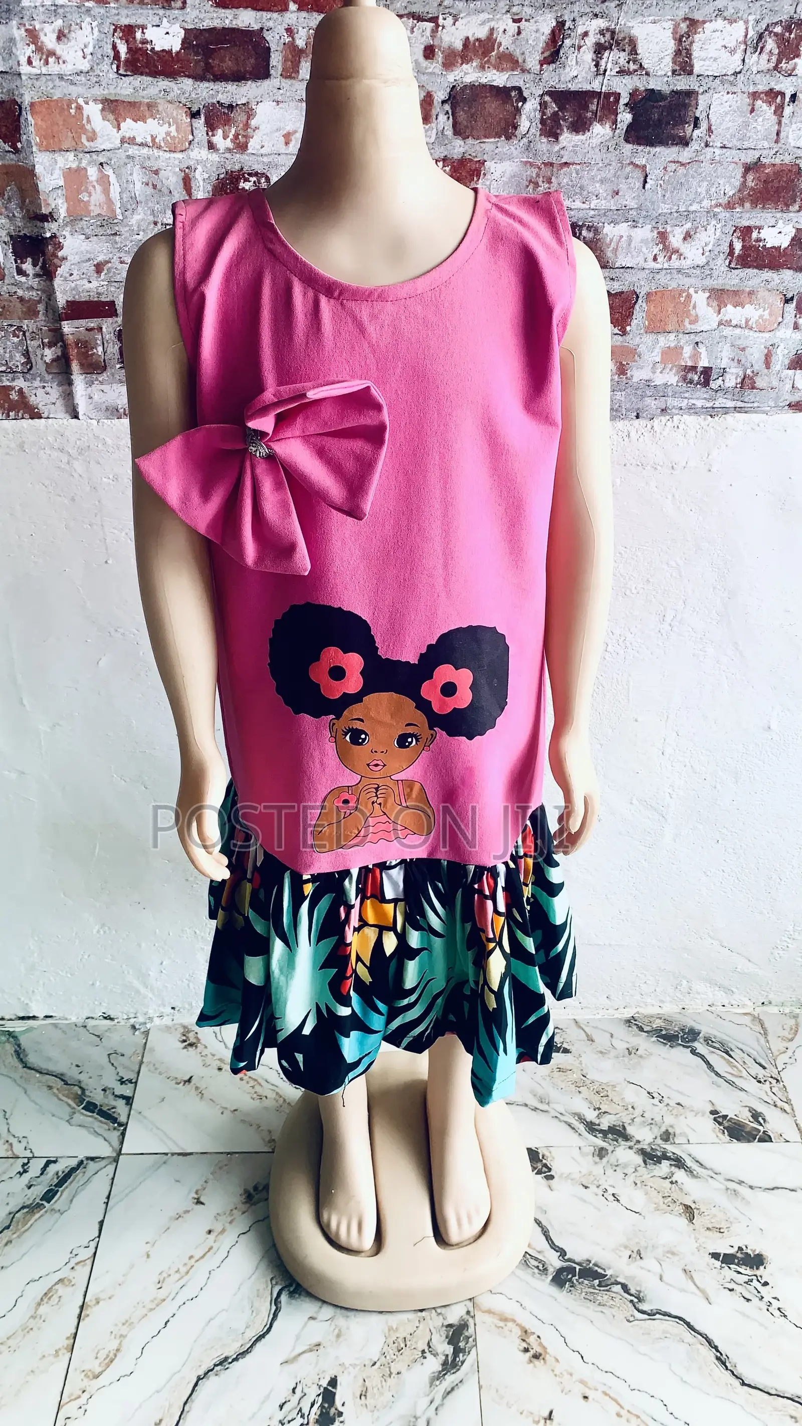 Kids Crepe and Flower Cotton Dress