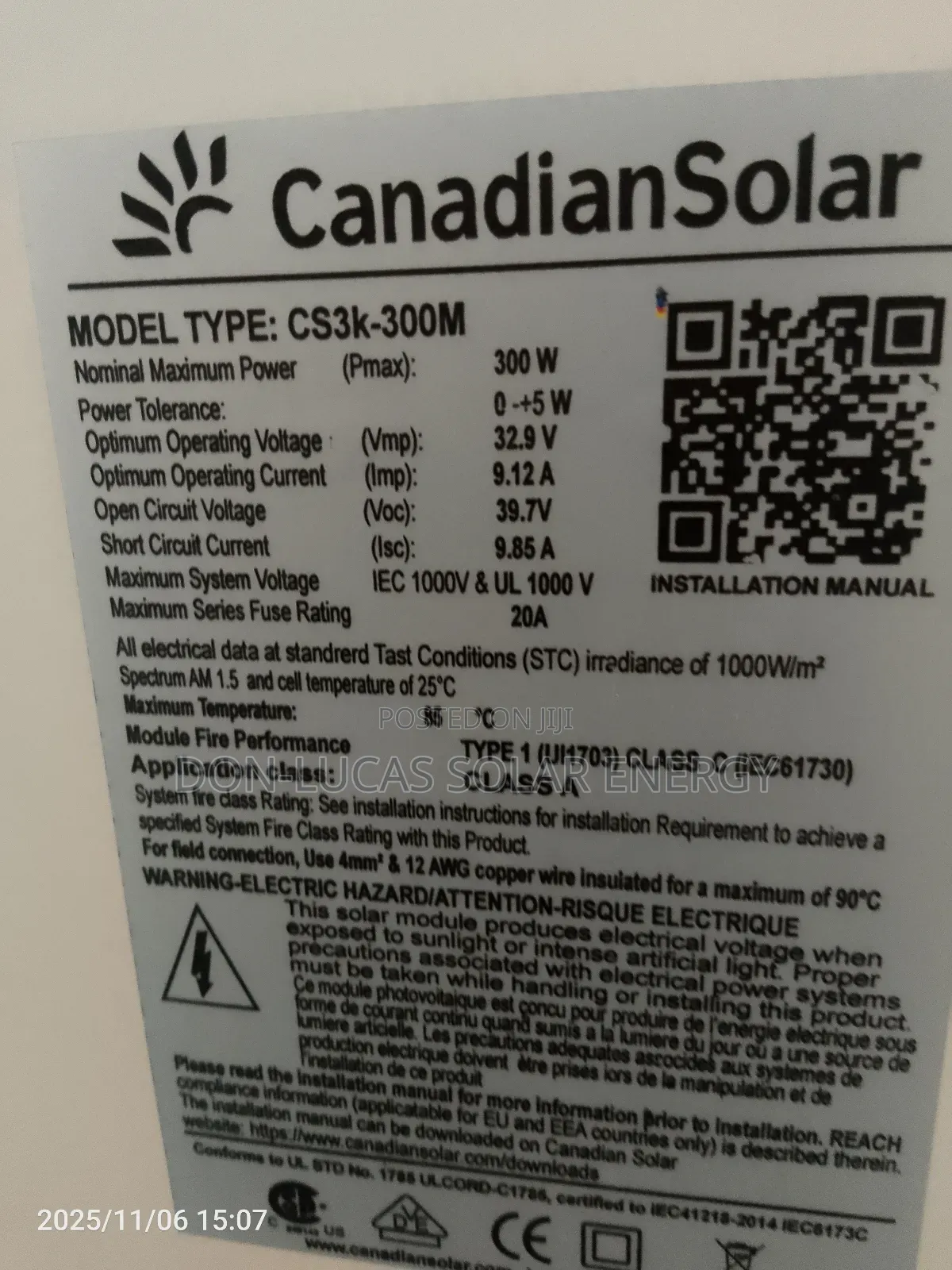 Canadian Solar Panels 300w Mono