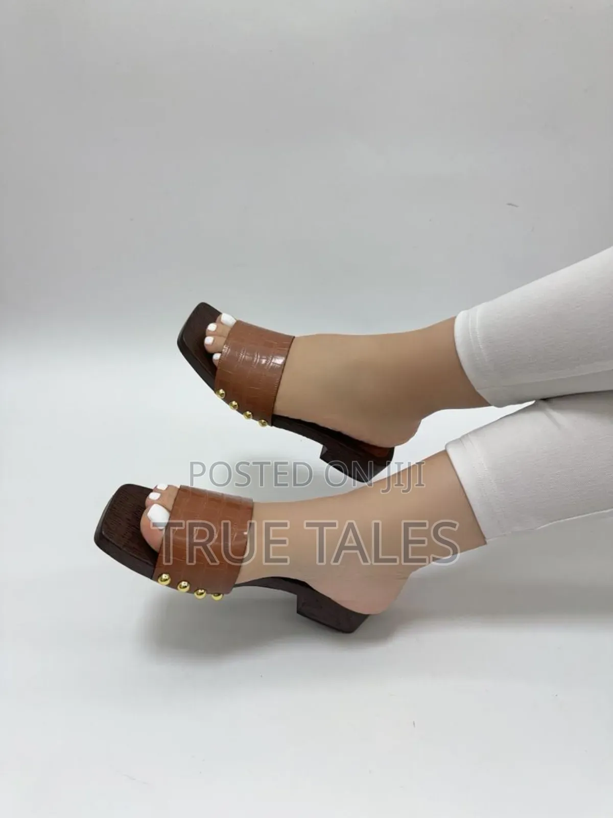 Casual Square Toe Slippers With Studs At The Side. #Chi. Sizes 37-42