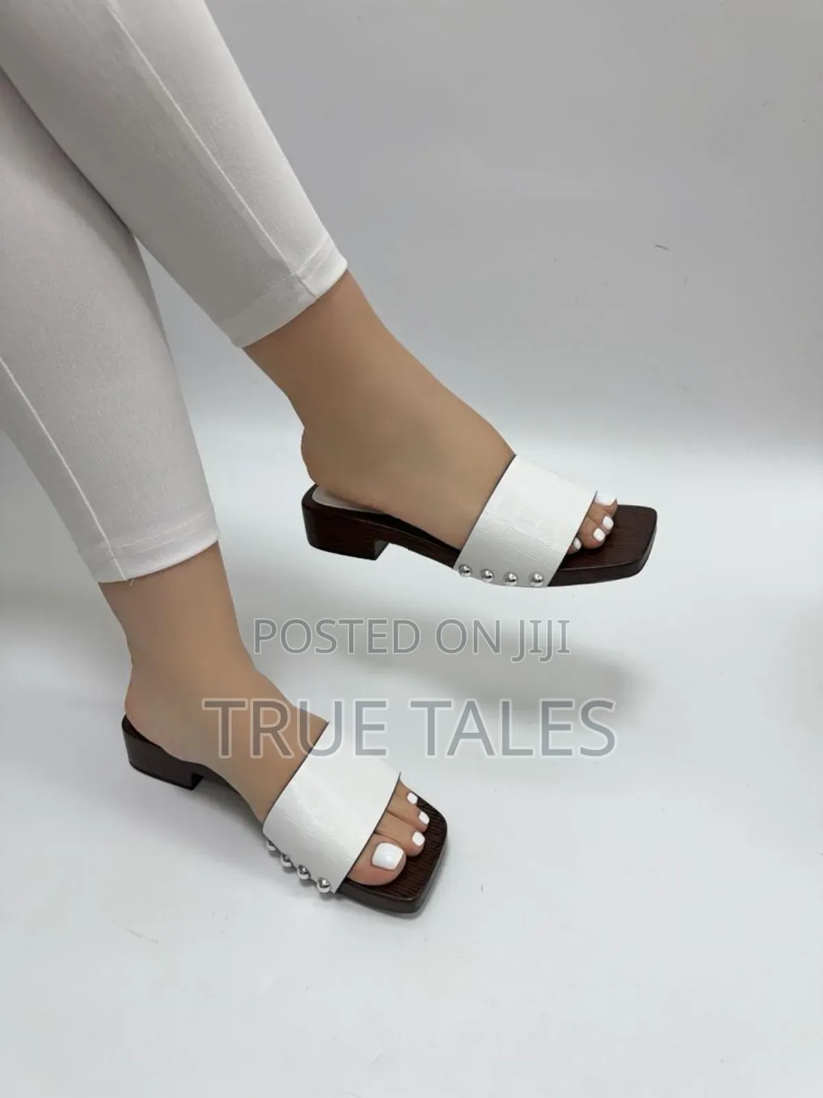 Casual Square Toe Slippers With Studs At The Side. #Chi. Sizes 37-42