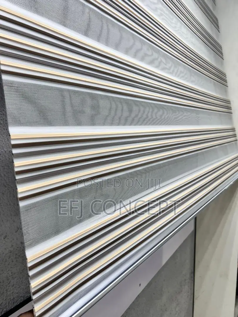 Blend of Beige, Black and White Line for Day and Night Window Blind