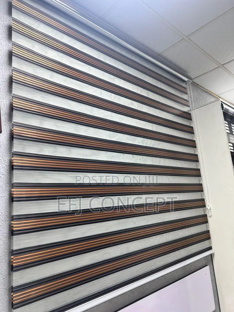 Completely Brown and Black Line Design for Day and Night Window Blind