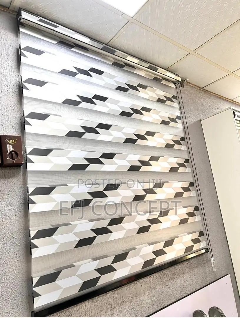 Arrow-Like Black and White Design for Day and Night Window Blind