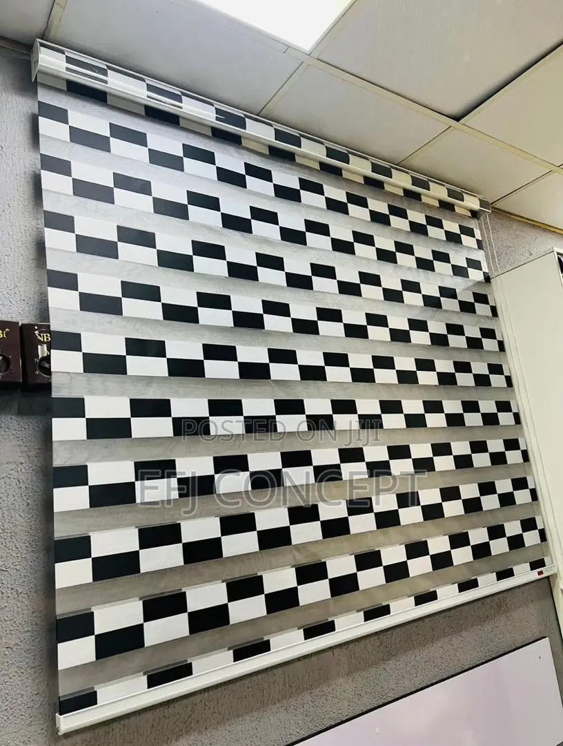Blend of Brick-Like Black and White Design for Day and Night Blind