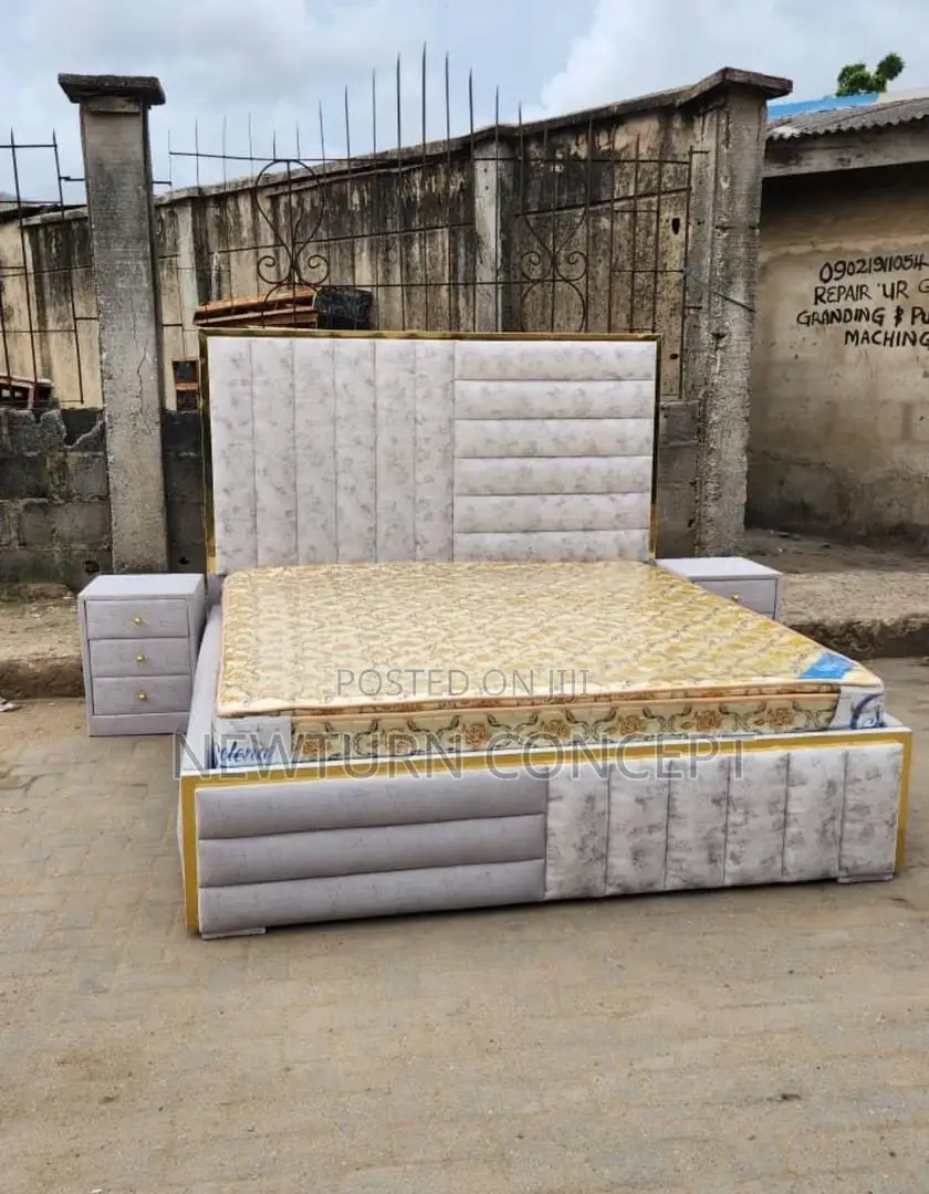 Luxury 6by6 Padded Bed Frame With Drawers Without Mattress