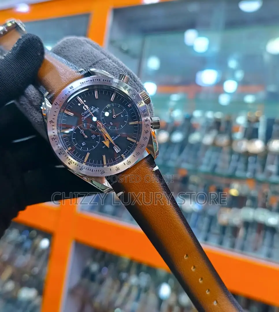 Omega Quality Luxury Men Genuine Leather Wristwatch