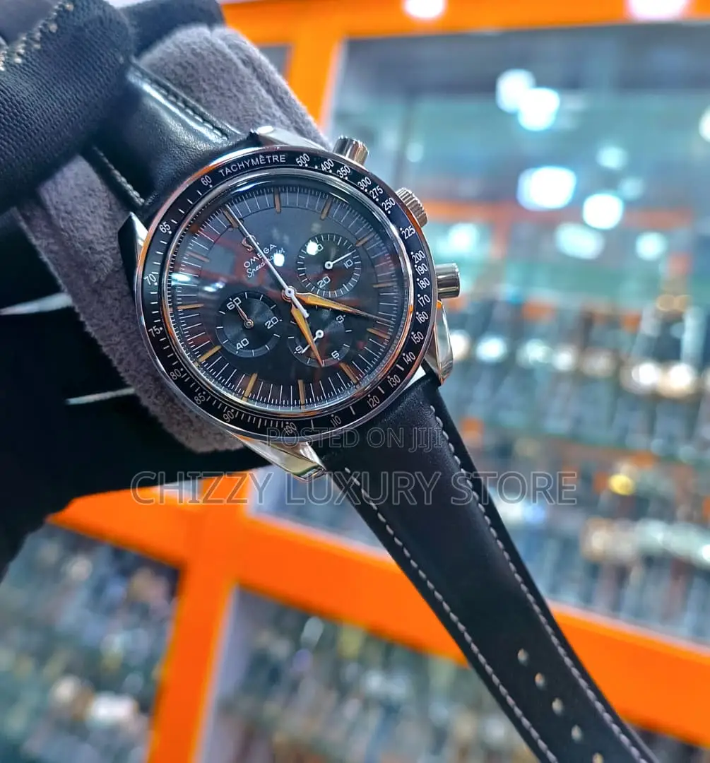 Omega Quality Luxury Men Genuine Leather Wristwatch