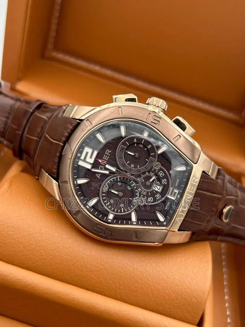 Aigner Quality Luxury Men Genuine Leather Wristwatch