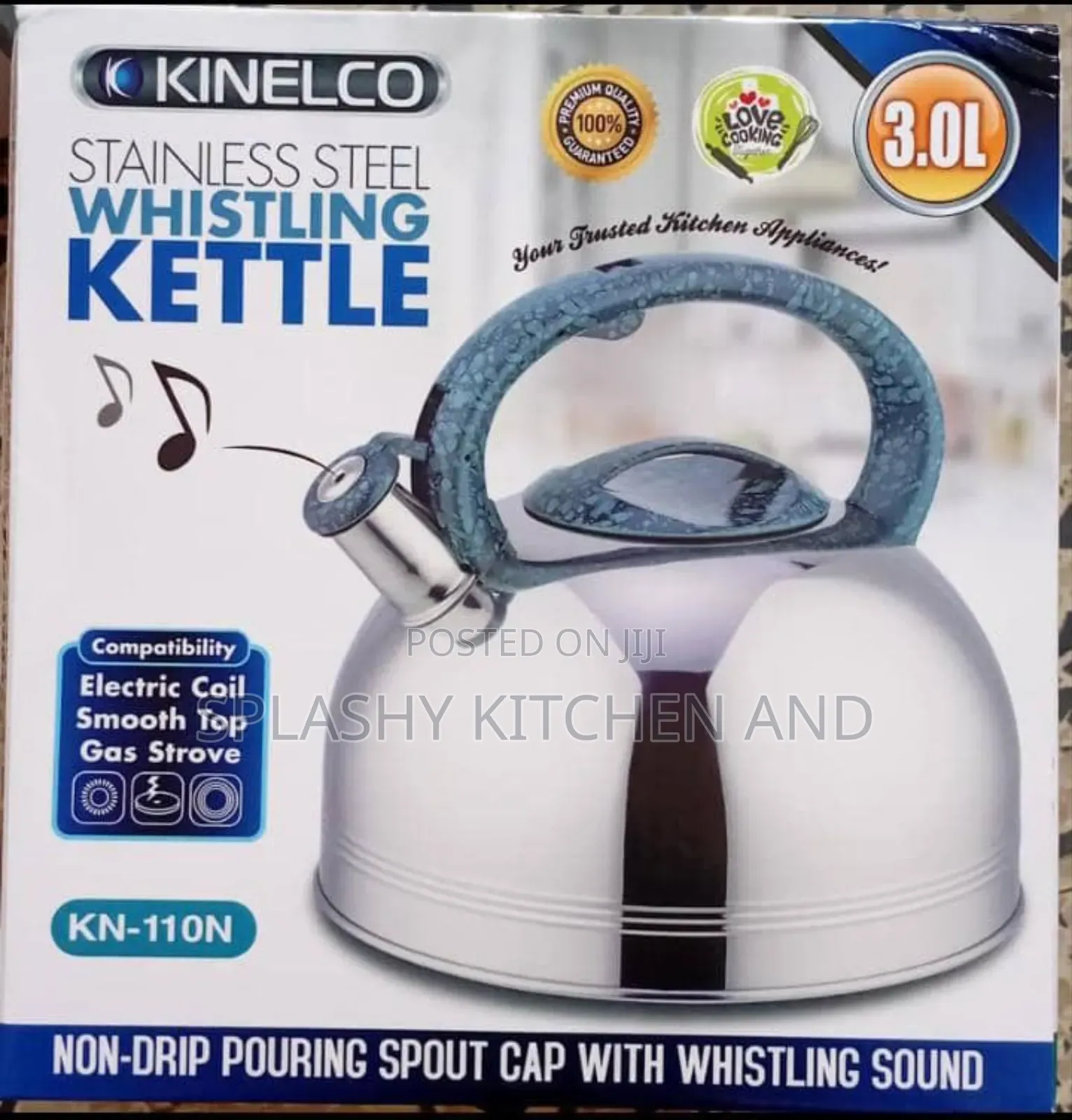 Kinelco Stainless Steel Whistling Kettle 3l