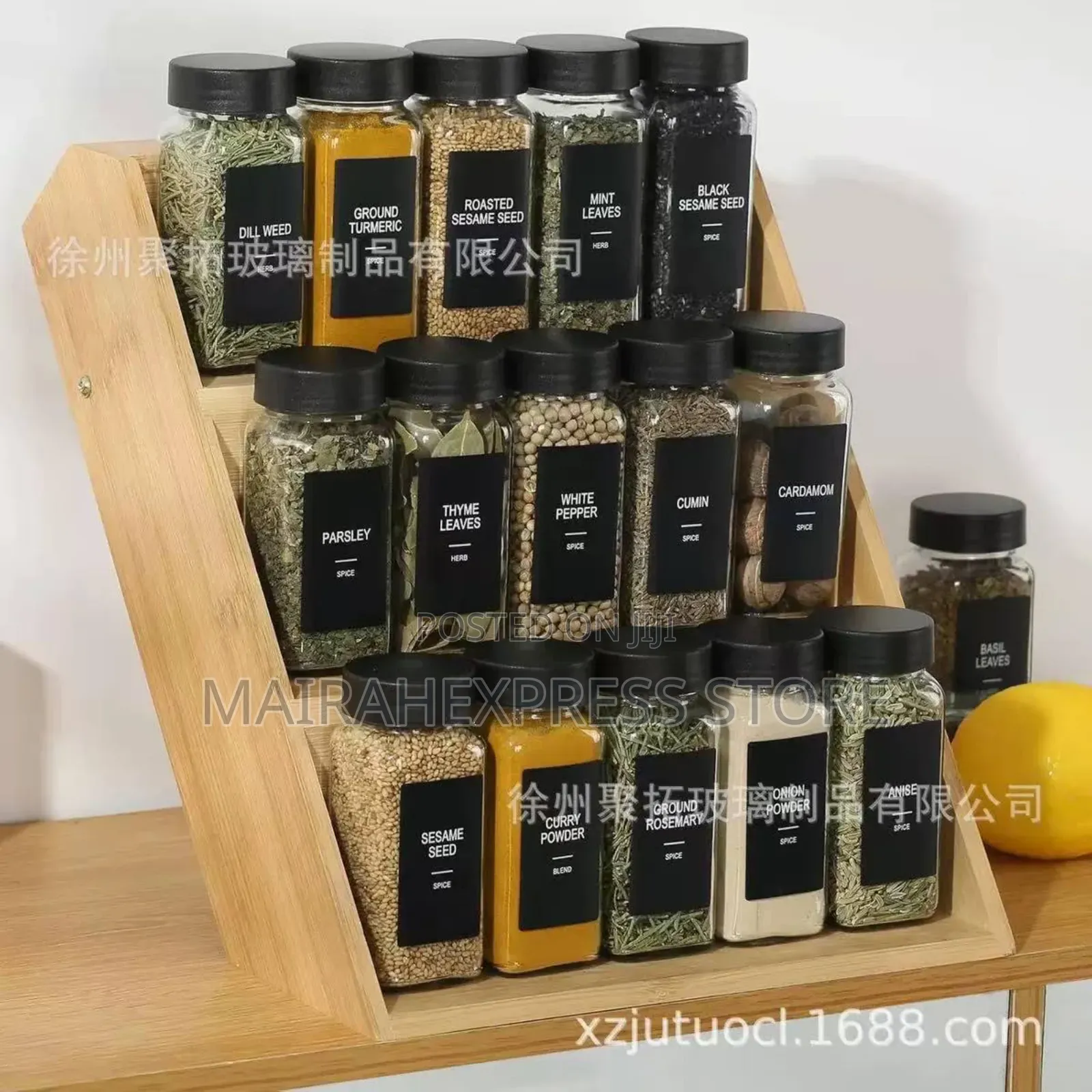 12pcs Spice Container With Black Lid Comes With Label Pen (T2mm7)
