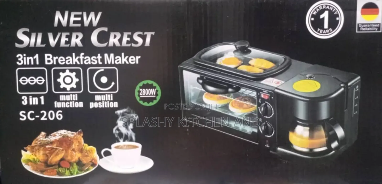 Silver Crest 3 in 1 Breakfast Maker - Oven, Grill, Coffee Maker