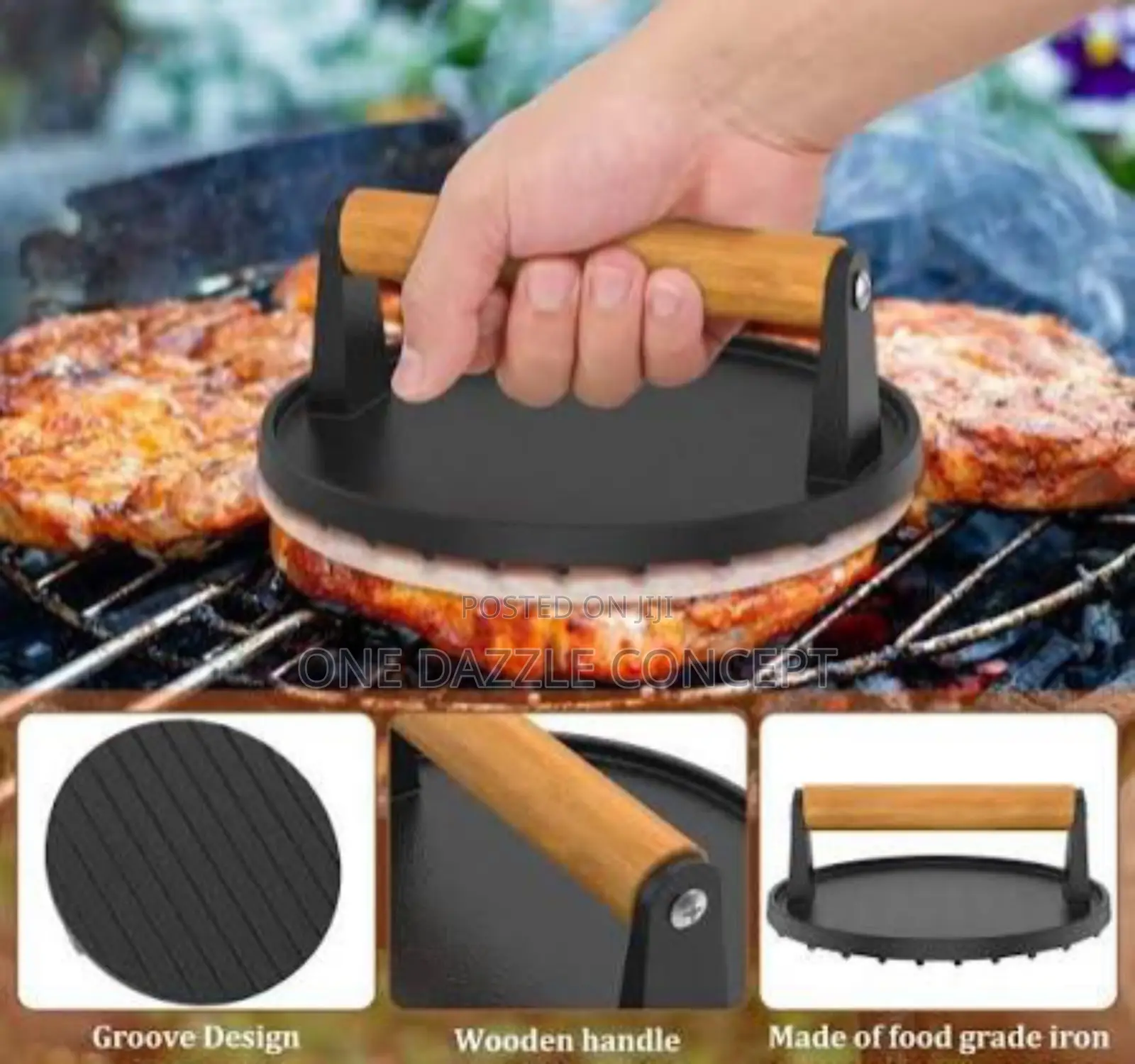 17cm Heavy Duty Cast Iron Burger Press