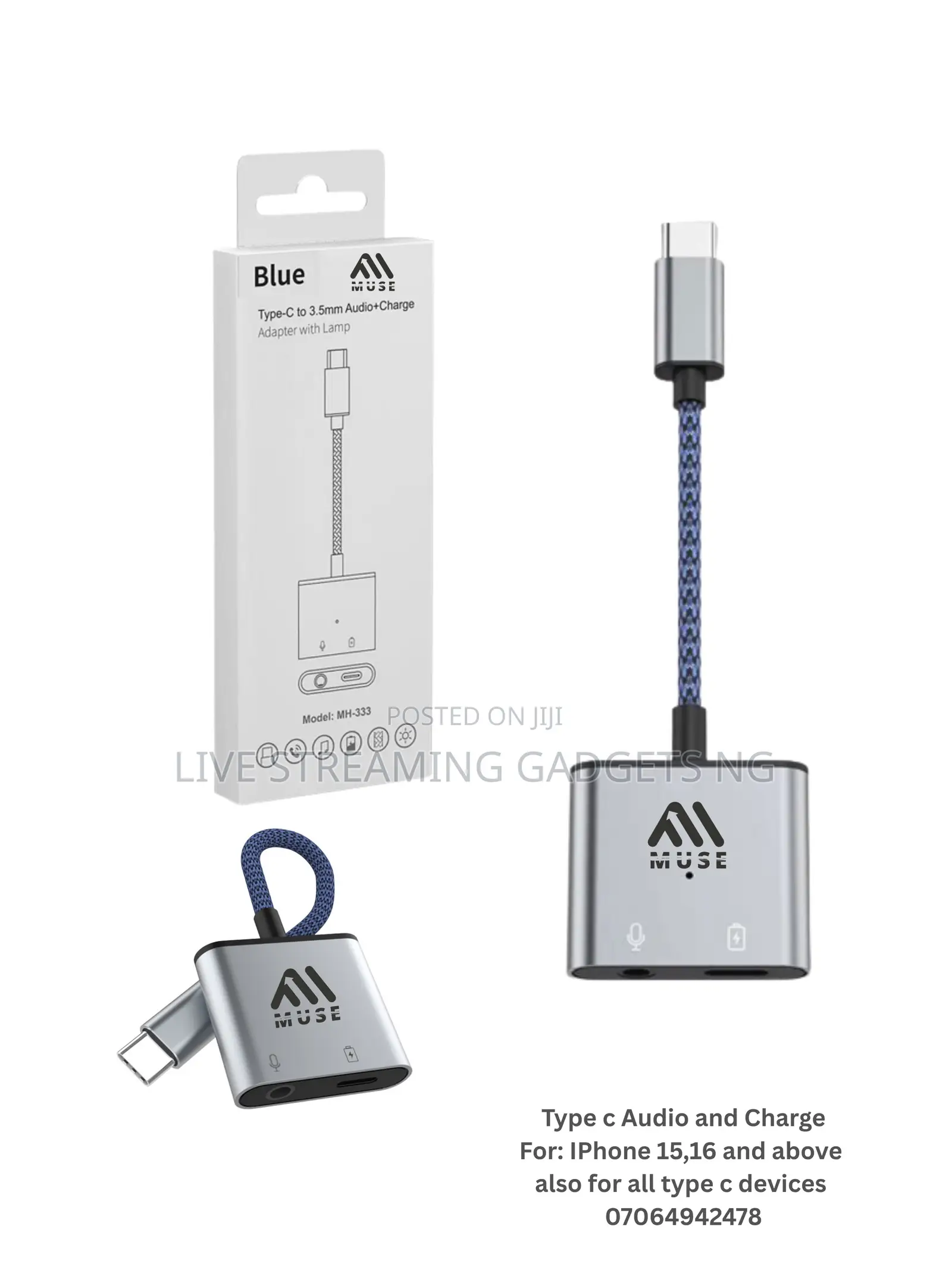 Muse Type C Adapter/Converter for iPhone15,16, All Type C Devices Live