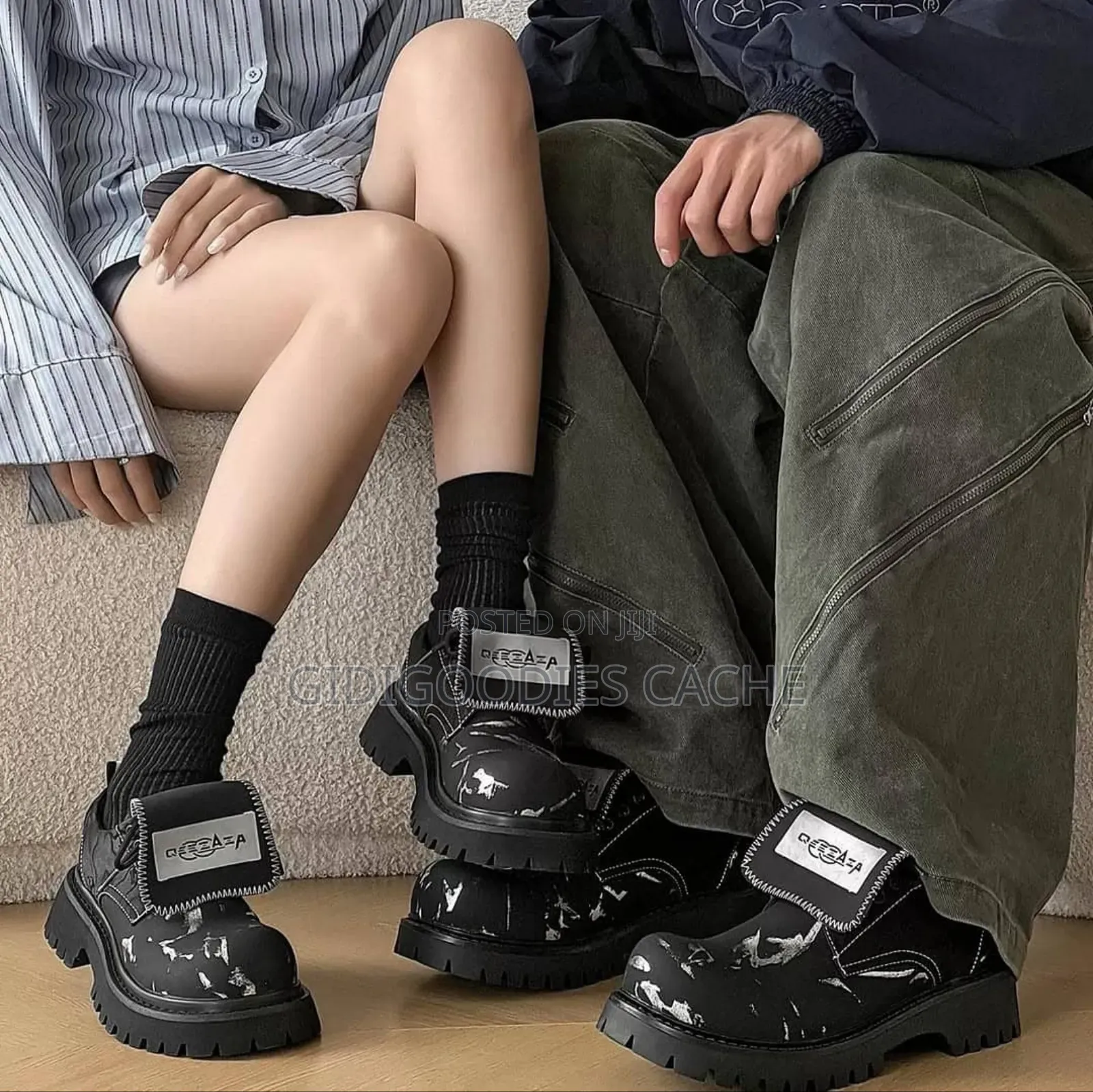 Chunky Black-Silver Mix Shoes Size 40-46