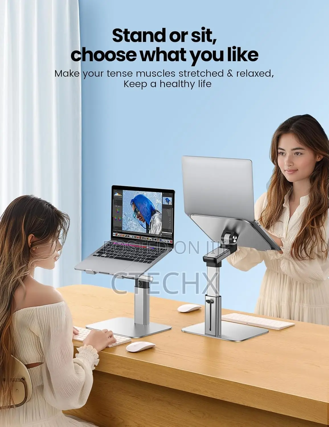 All-in-One Aluminum Laptop Stand Adjustable Height 360° Rotation