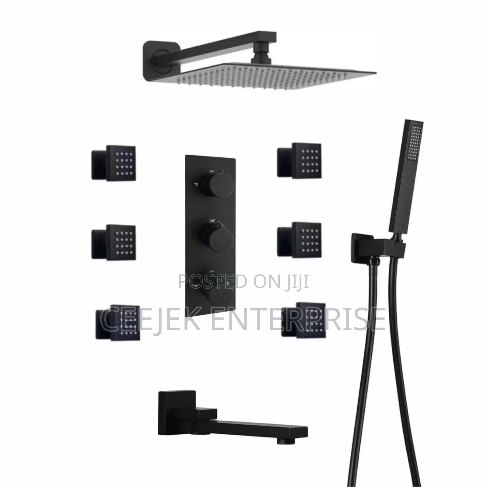 Black 5ways Condict Shower With Body Jet