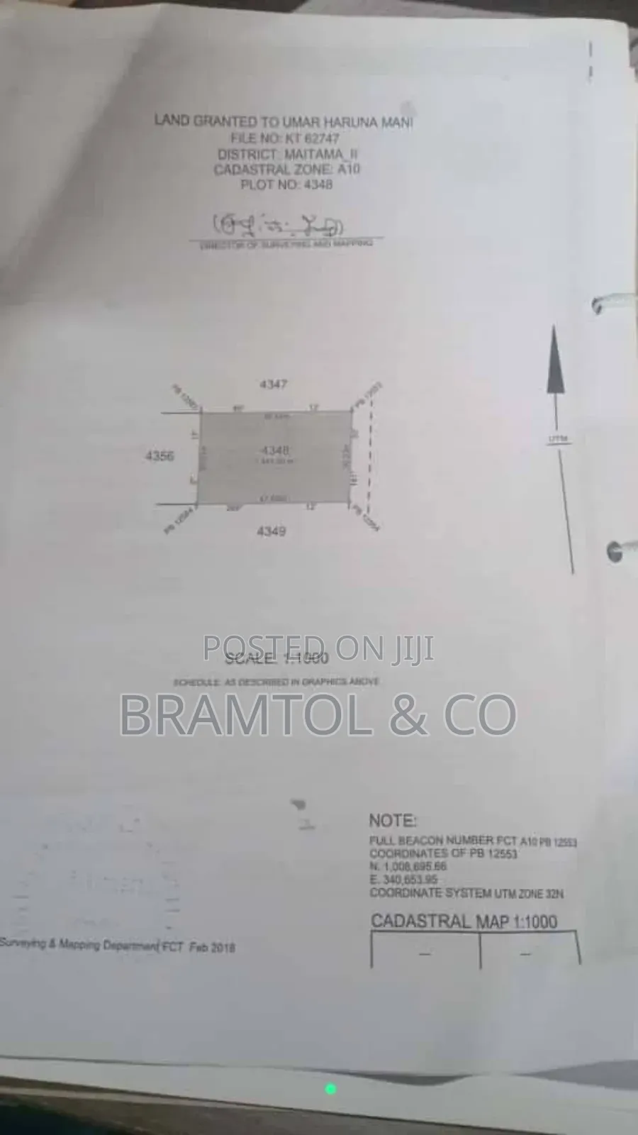1400sqm Maitama 2 Plot, Handy Cofo