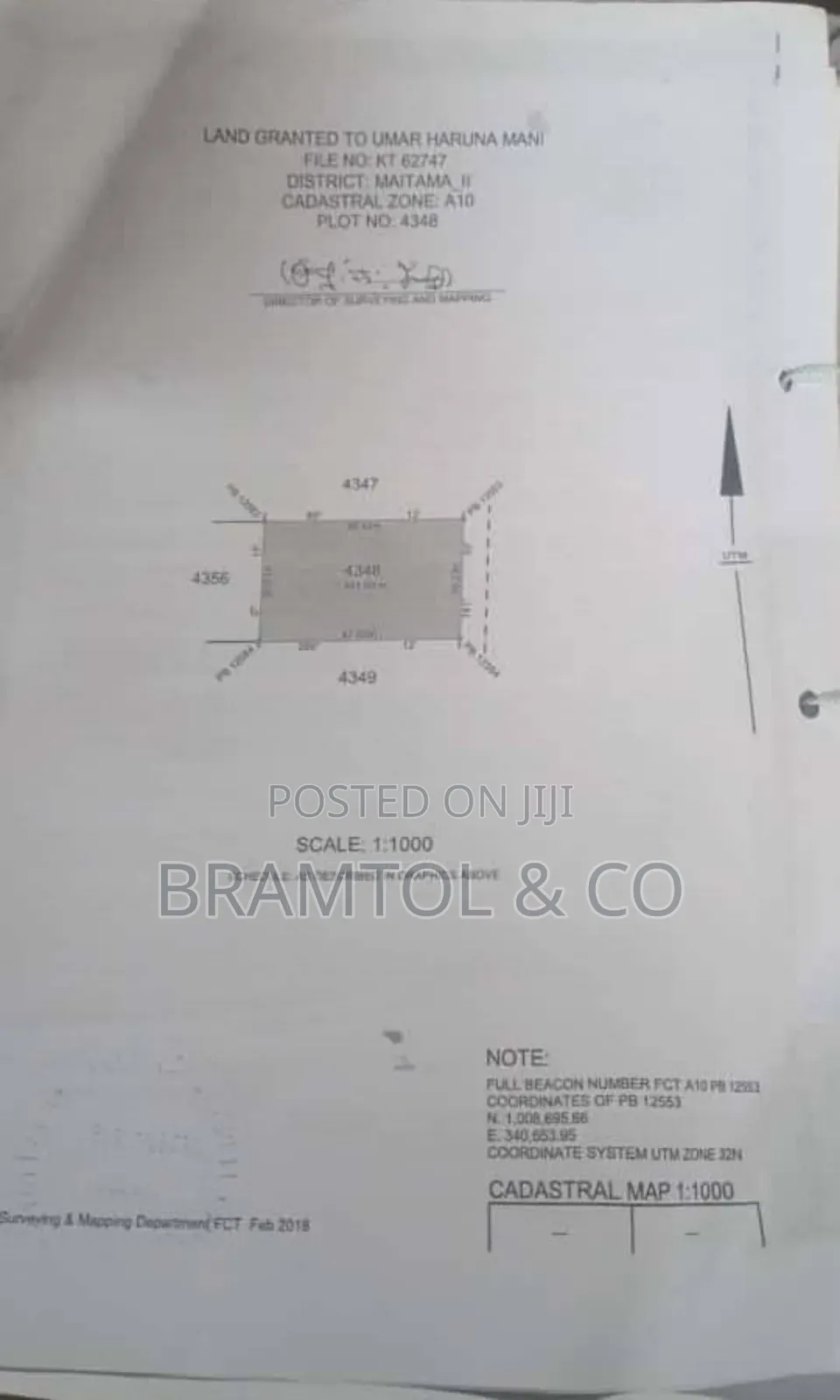 1400sqm Maitama 2 Plot, Handy Cofo