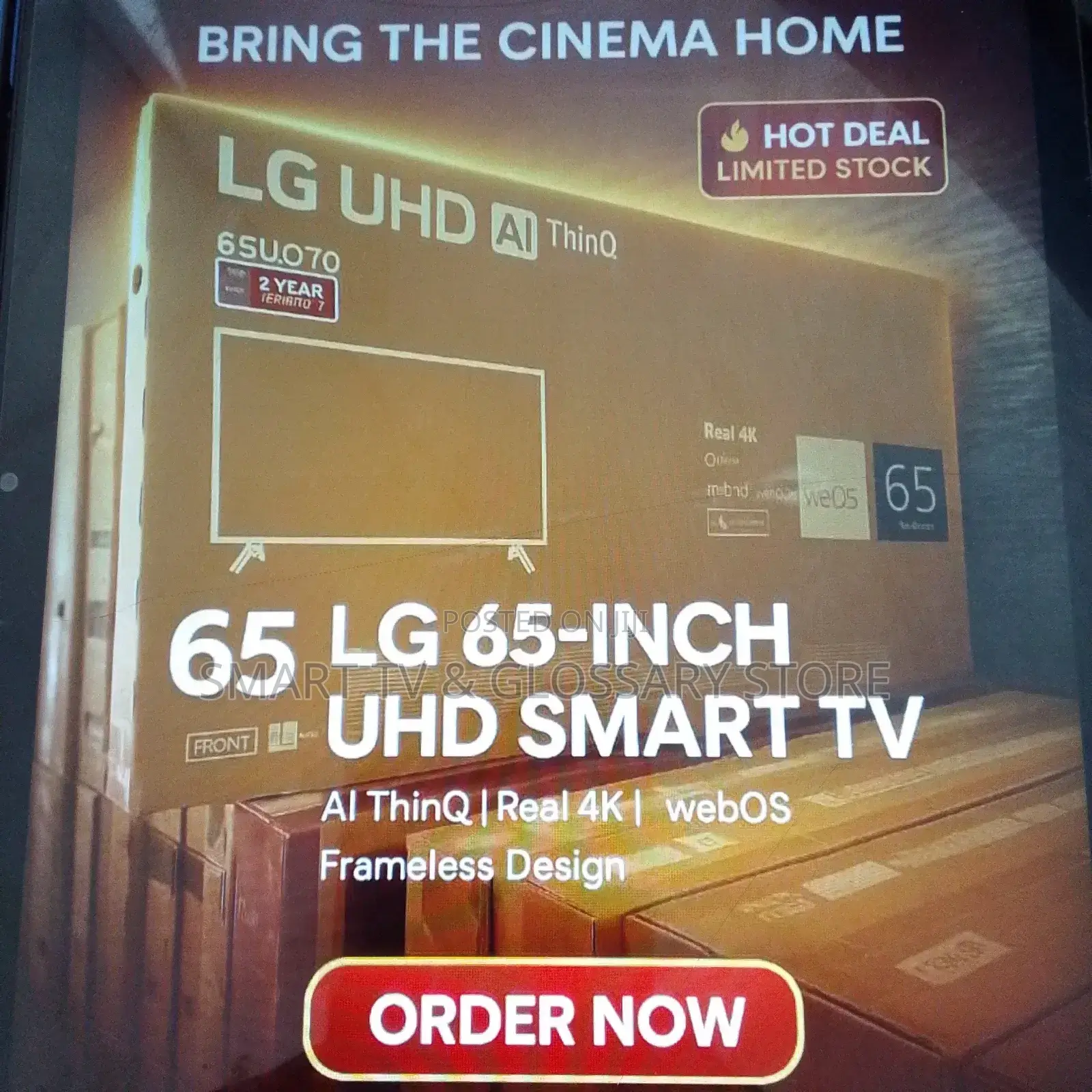 65 Inches Smart Tv With Ultra Building Showcasing Apps