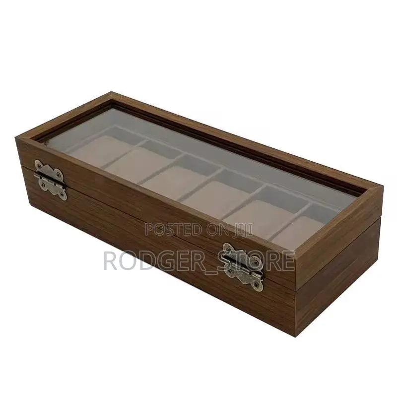 Walnut Wooden 6 Slots Wrist Watch Case