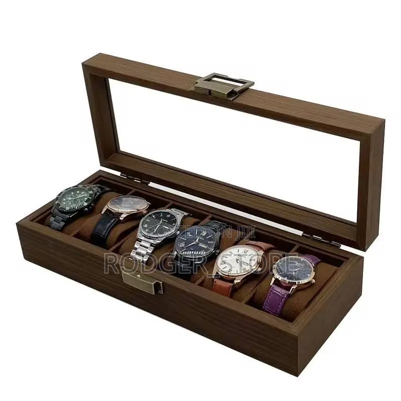Walnut Wooden 6 Slots Wrist Watch Case