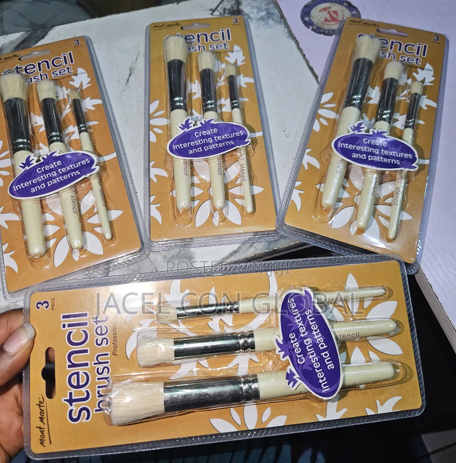 Stencil Artist Brush Set [ 3pcs Inside ]