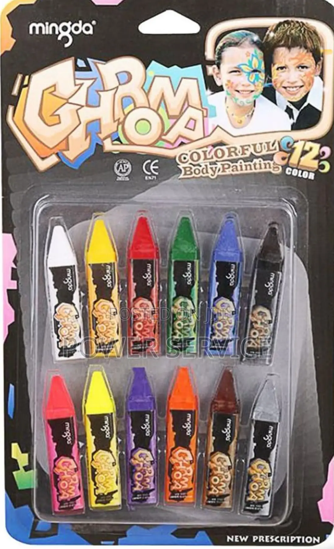 Colorful Body Painting Set, Includes 12 Face and Body Paint Crayons.